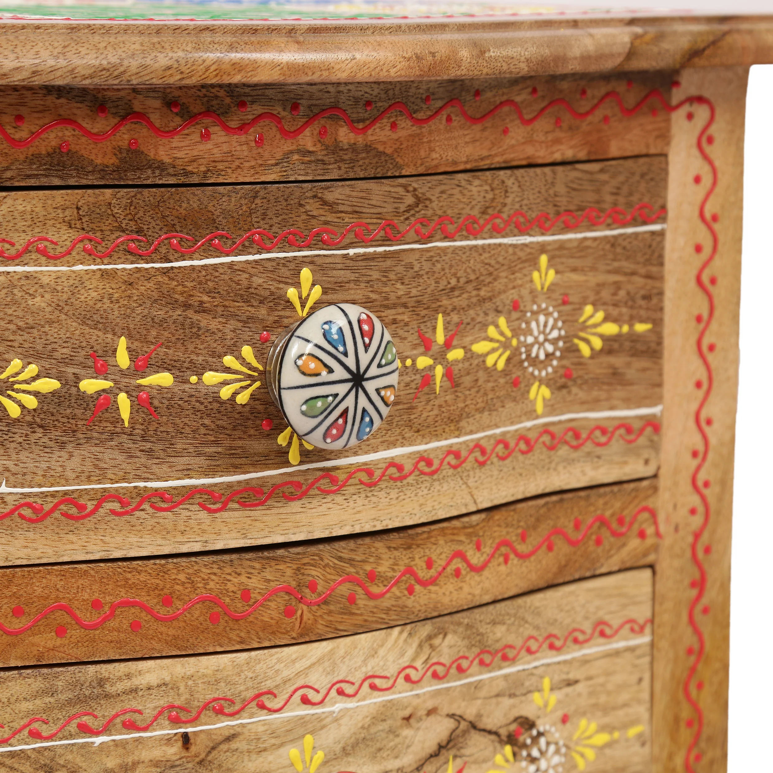 Valdosta Handcrafted Boho Mango Wood 3 Drawer Nightstand - furnishings