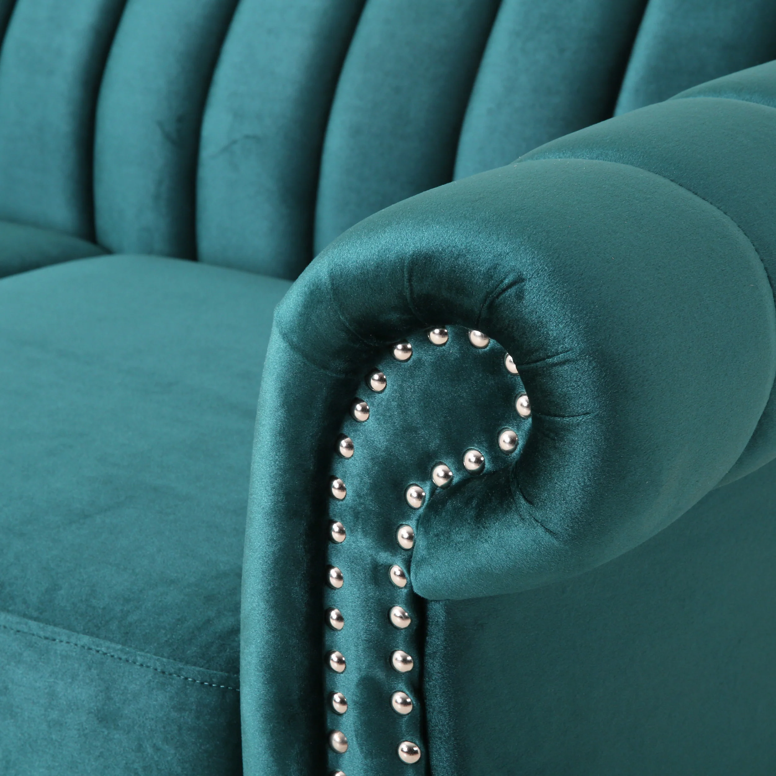 Bauman Modern Glam Channel Stitch Loveseat with Nailhead Trim - furnishings