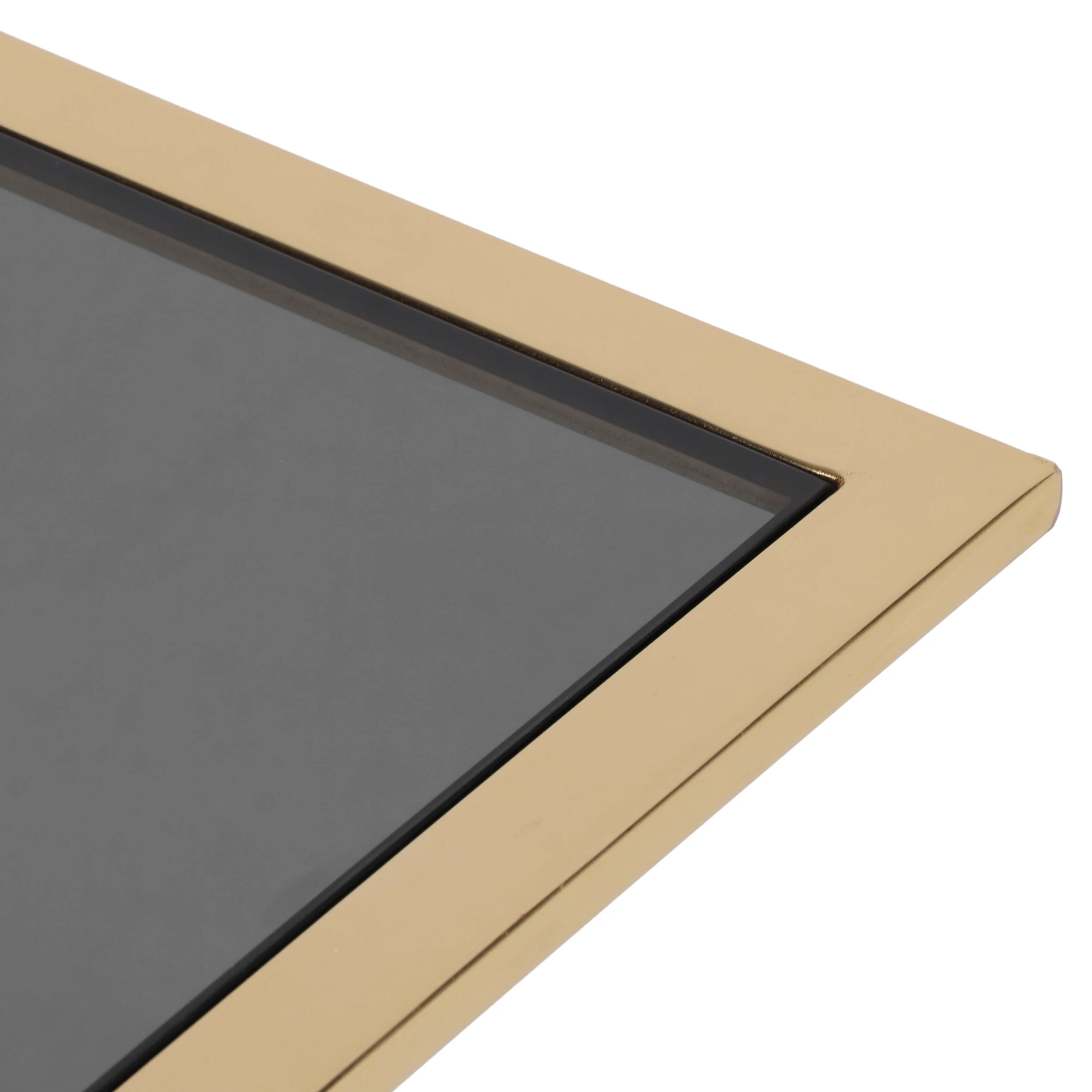 Corral Modern Glam Handcrafted Glass Top C-Shaped Side Table, Black and Brass - furnishings