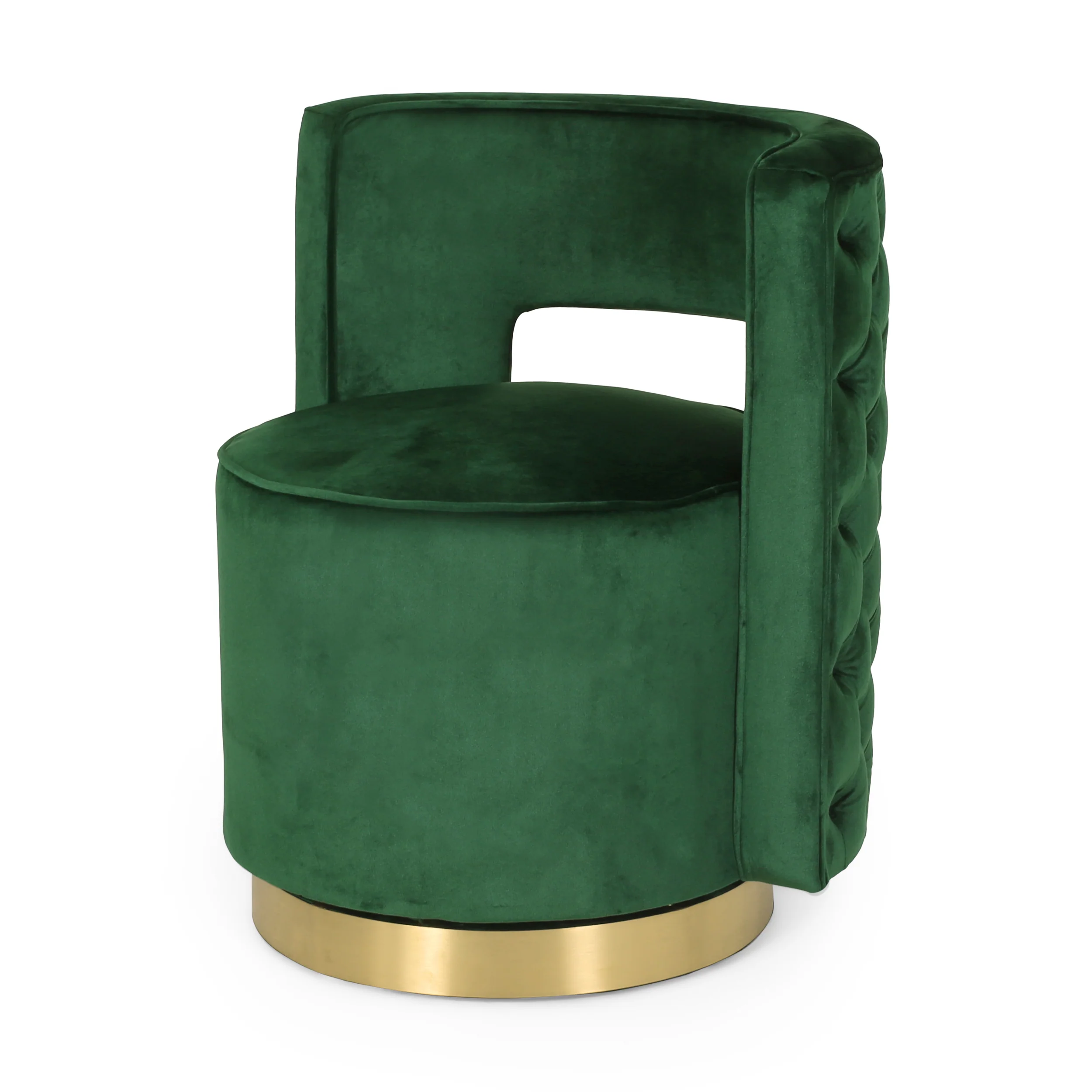 Freas Modern Glam Round Open Back Velvet Swivel Club Chair - furnishings