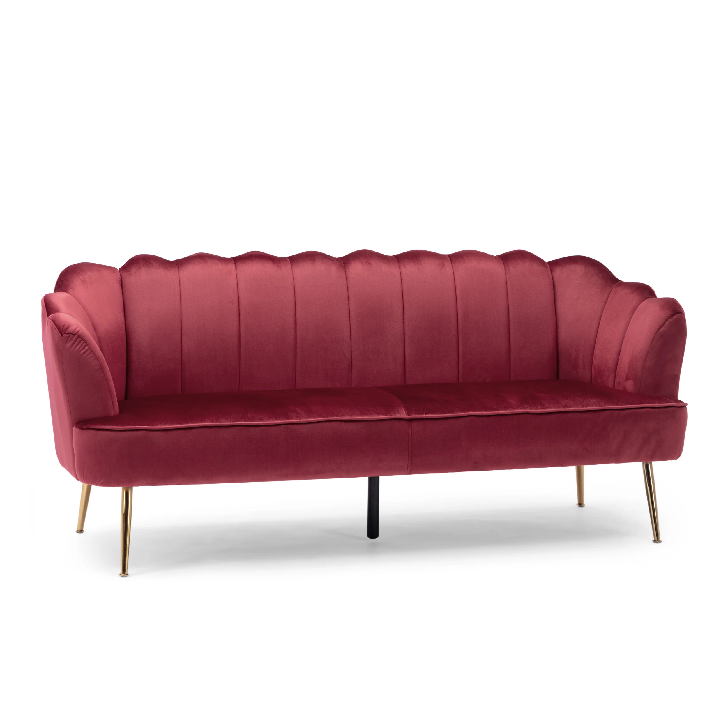 Ohnstad Modern Glam Velvet Channel Stitch 3 Seater Shell Sofa - furnishings