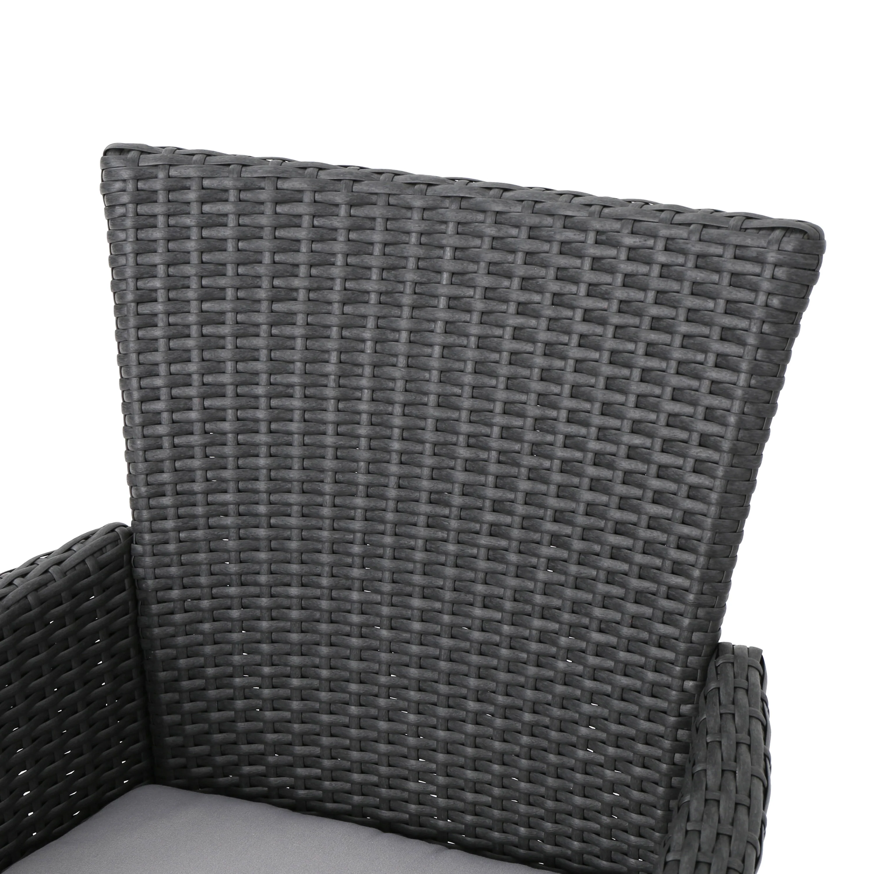Jerzie Outdoor 7 Piece Wood and Wicker Dining Set, Gray and Gray - furnishings
