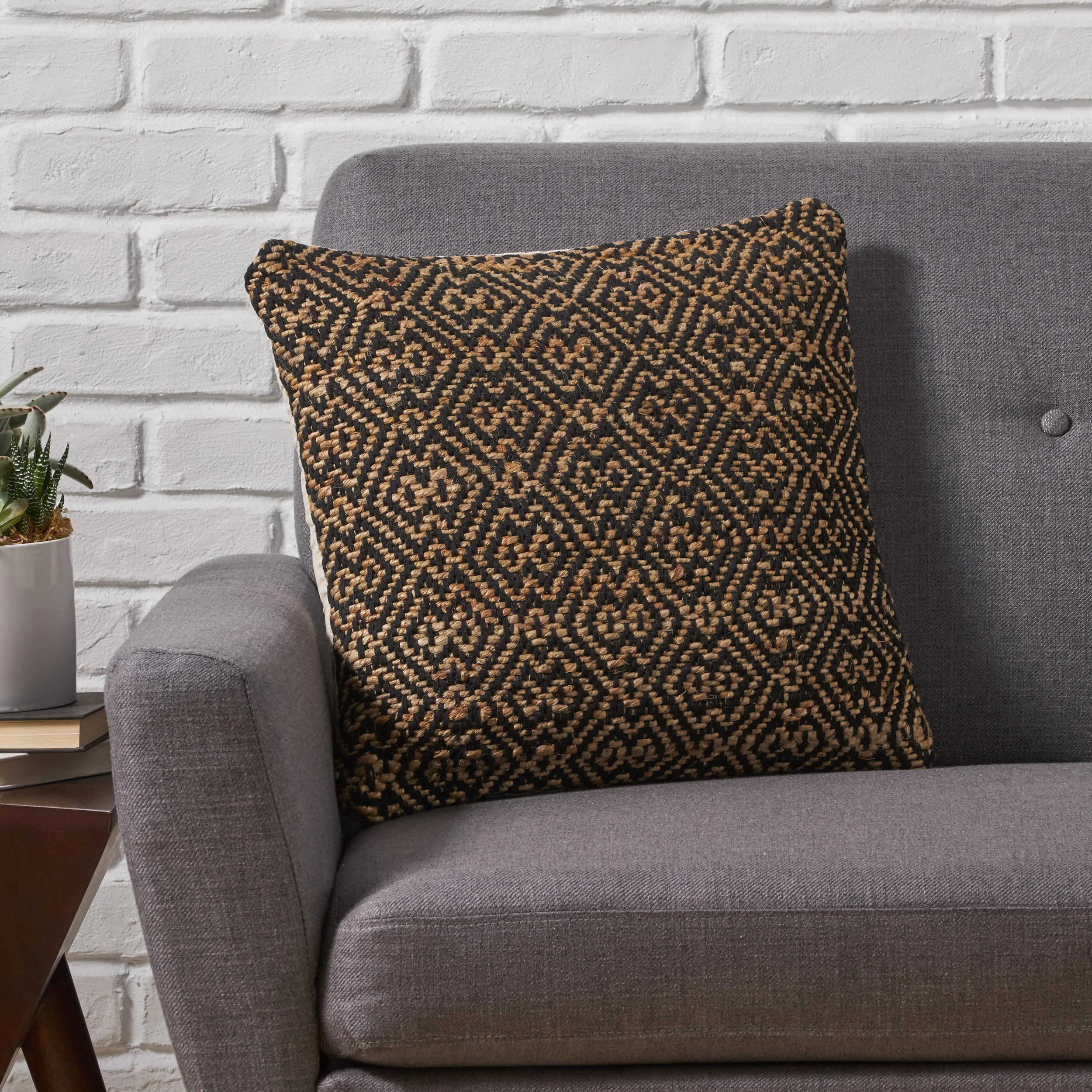 Tzipporah Boho Jute and Cotton Throw Pillow - furnishings
