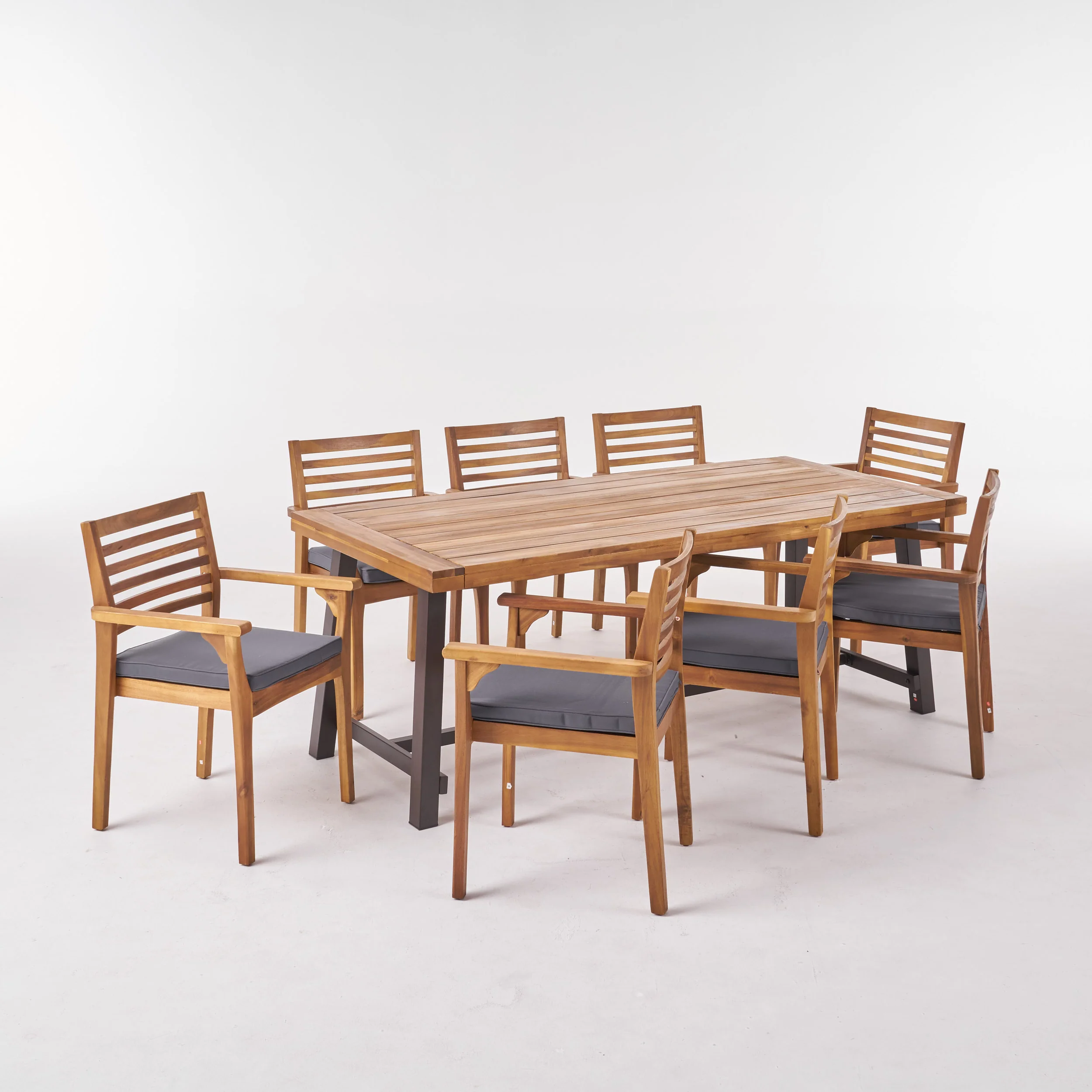 Phyllis Outdoor Acacia Wood 8 Seater Dining Set - furnishings