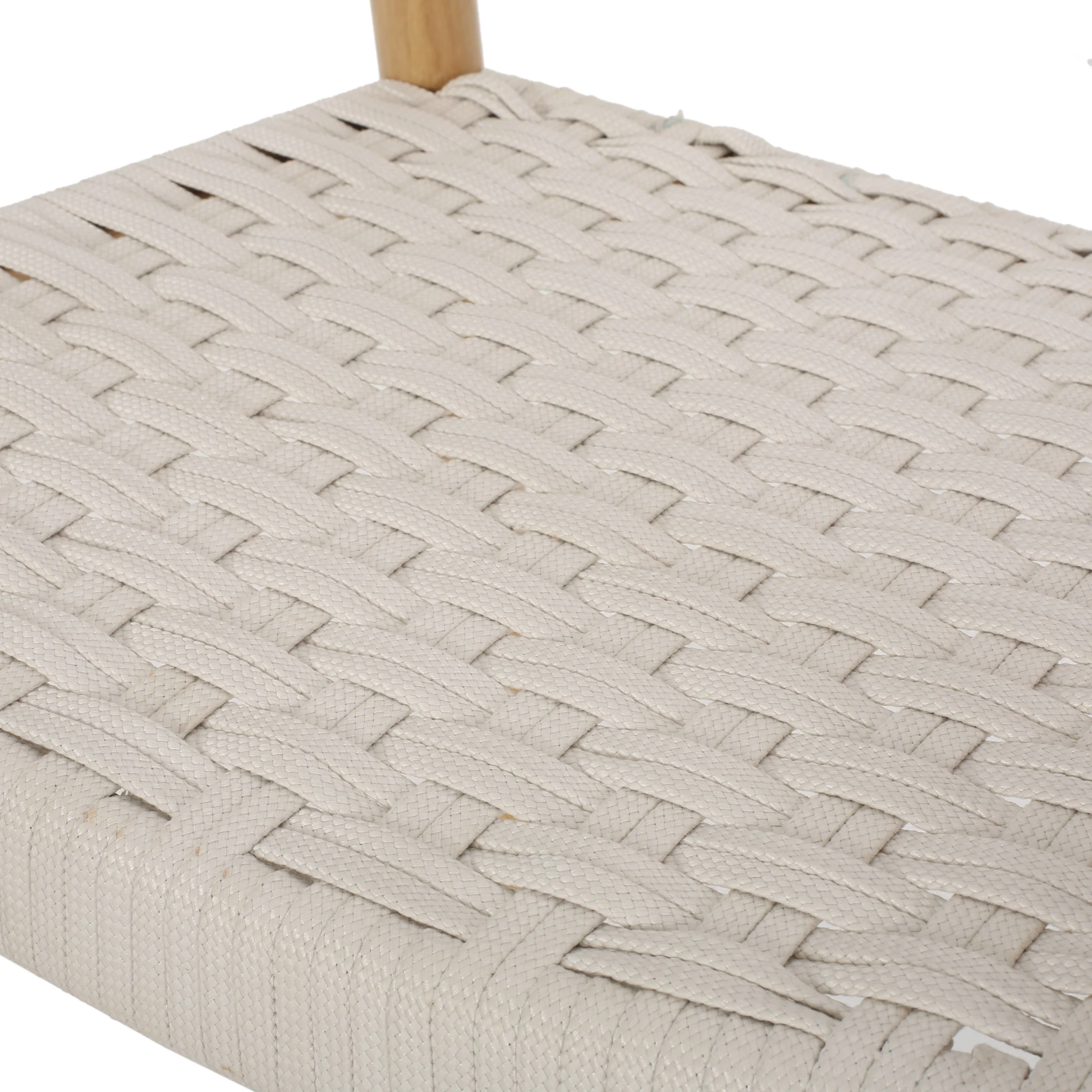Leonela Mid-Century Modern Ash Wood Accent Chair with Olefin Rope Seat - furnishings