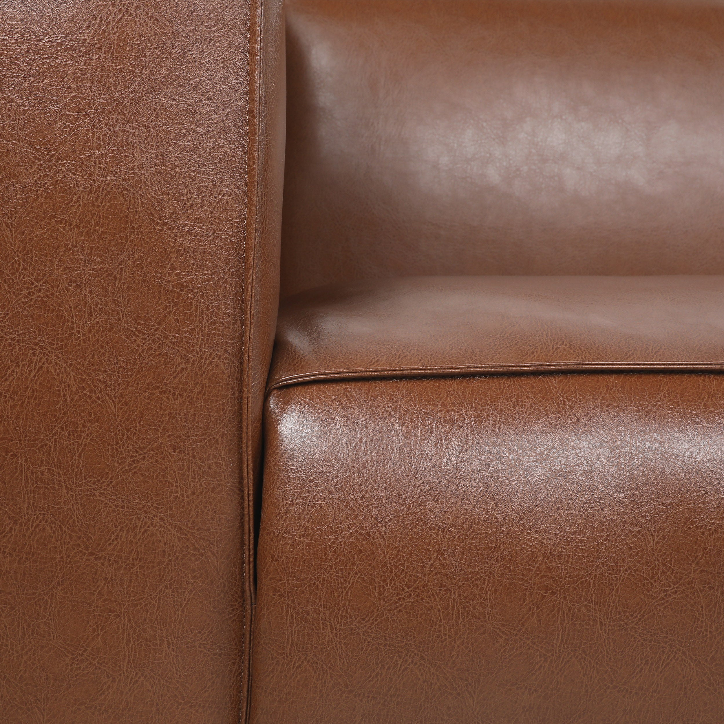Minkler Contemporary Faux Leather 3 Seater Sofa - furnishings
