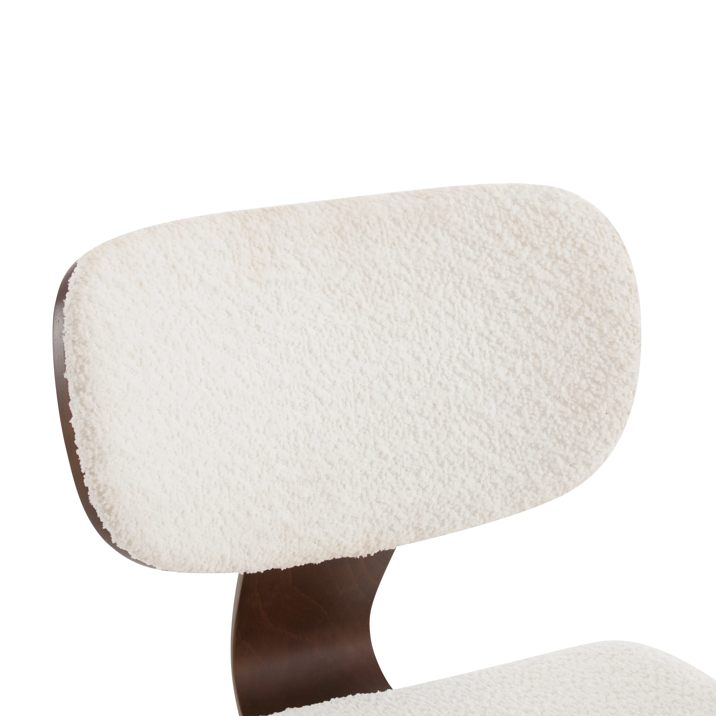 Aval Modern Upholstered Boucle Side Chair, White + Walnut - furnishings