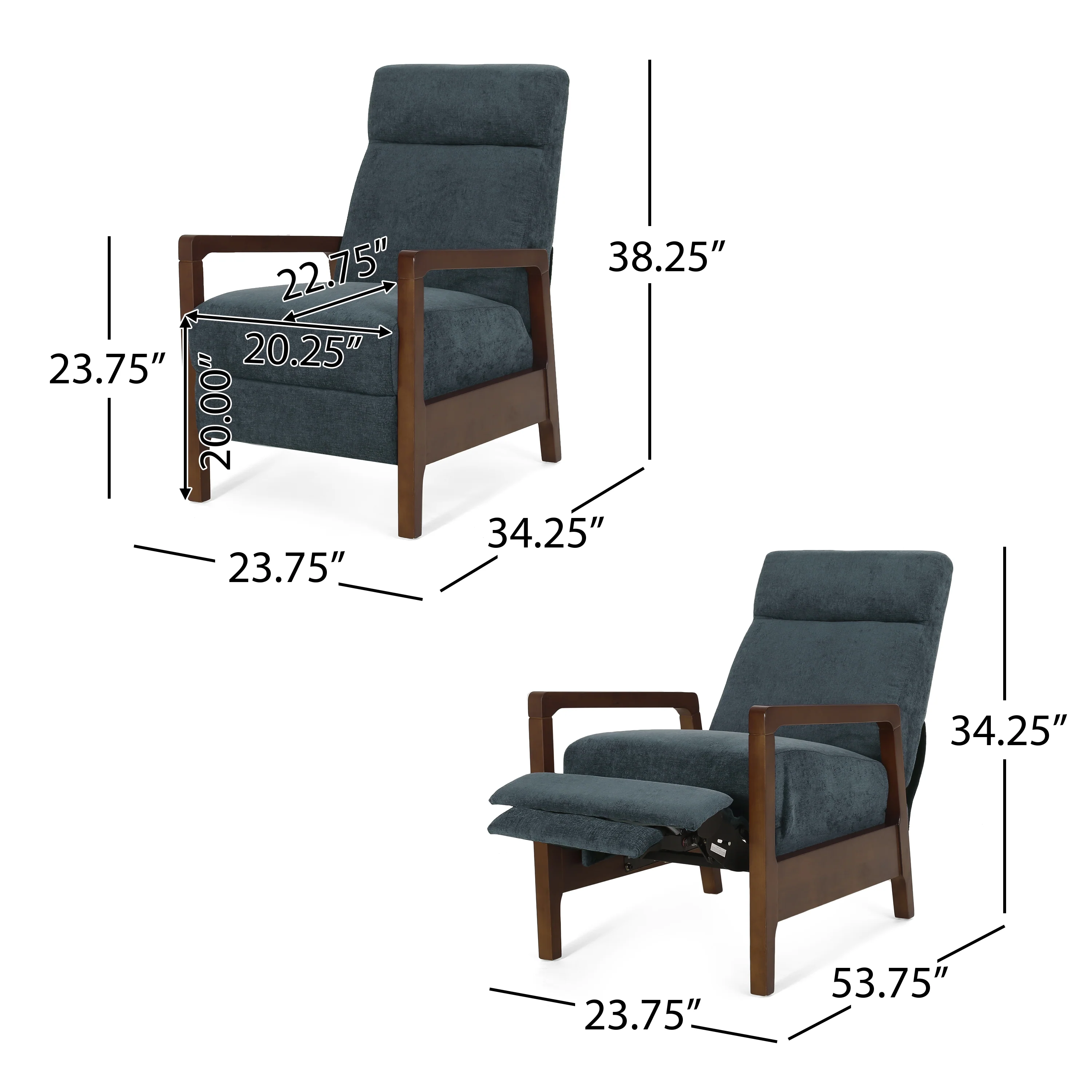 Castner Contemporary Fabric Waterfall Back Pushback Recliner - furnishings