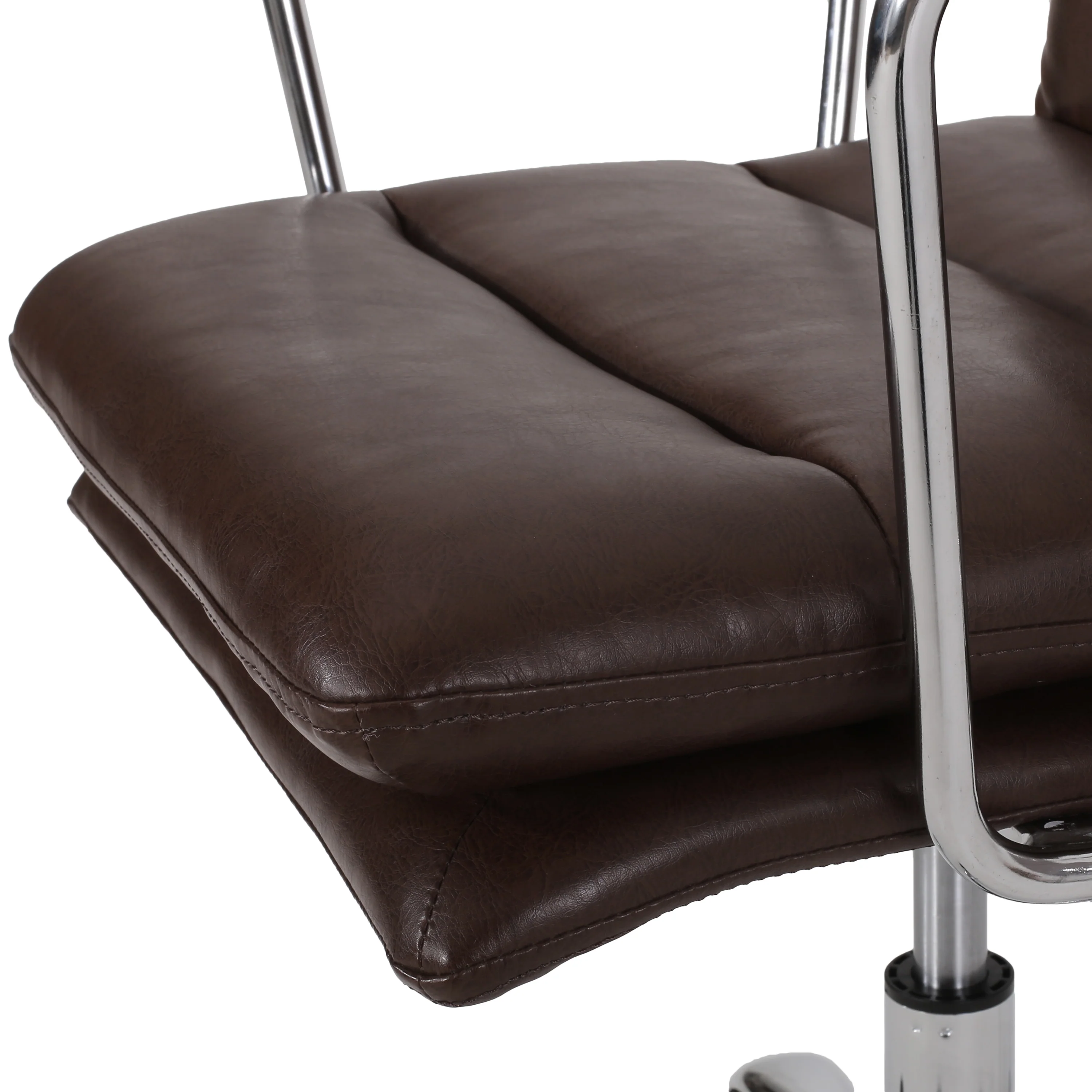 Gould Contemporary Faux Leather Channel Stitch Swivel Office Chair - furnishings