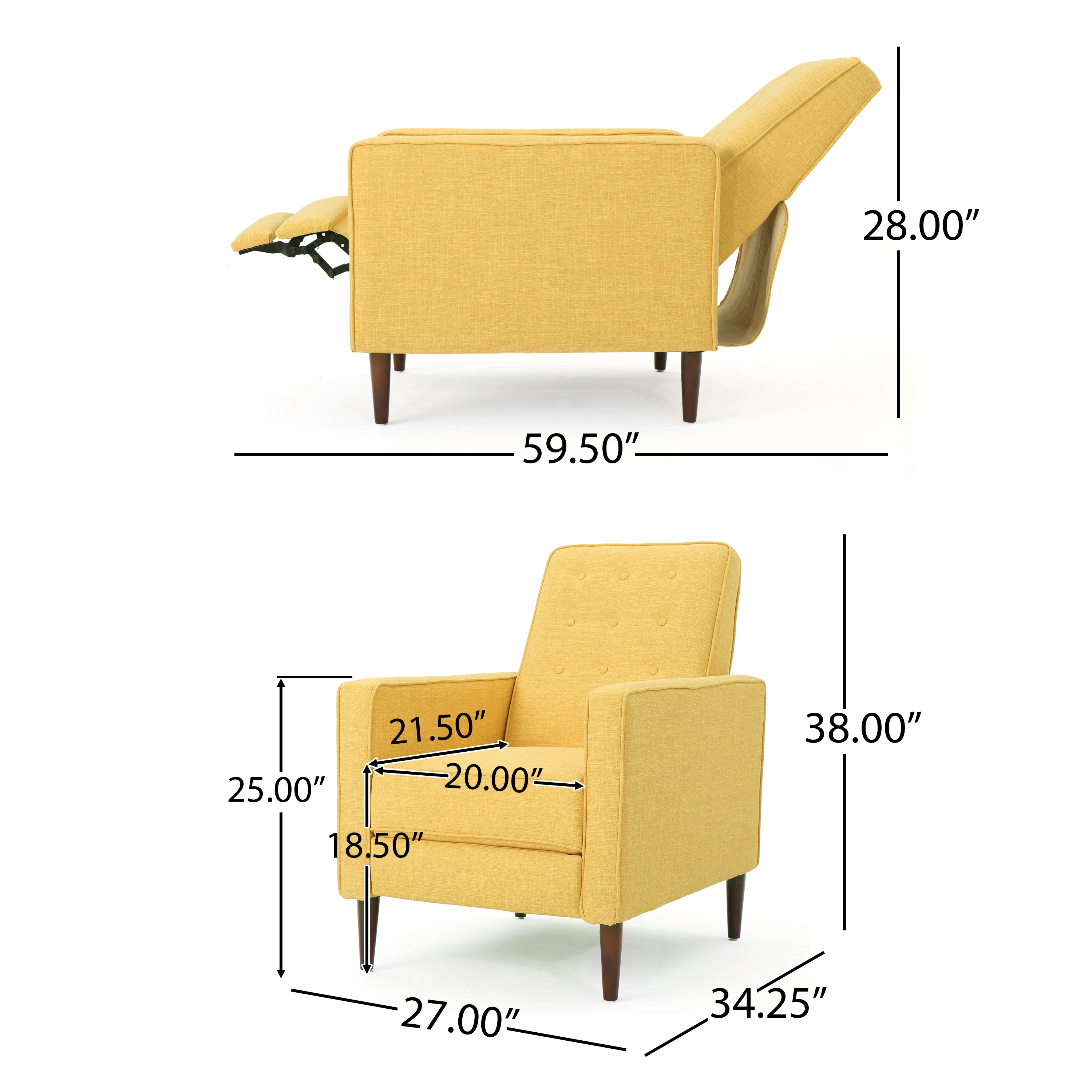 Mason Mid-Century Modern Tufted Back Fabric Recliner - furnishings