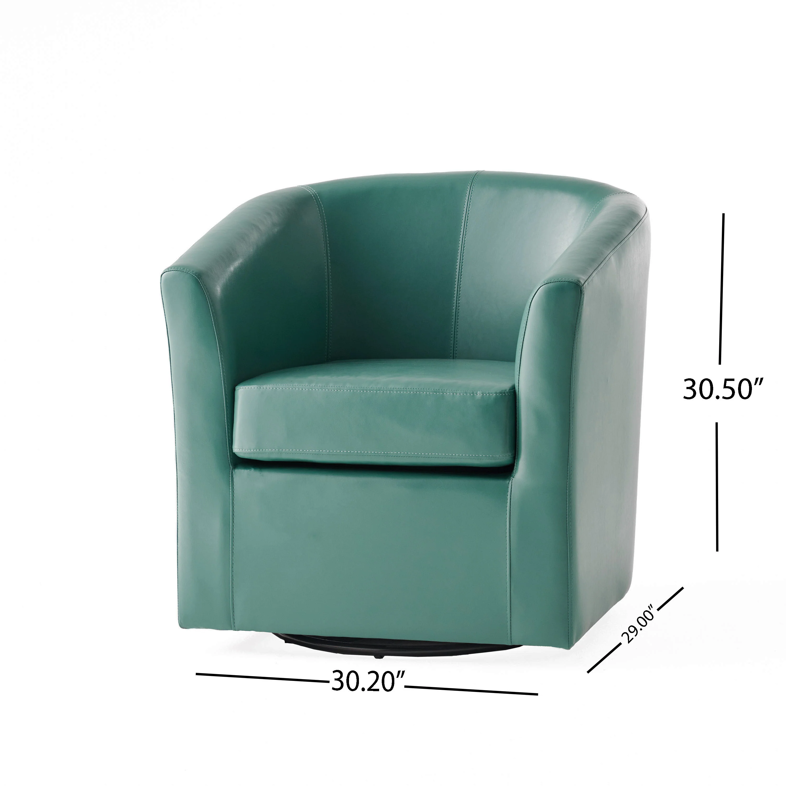Corley Modern Upholstered Faux Leather Swivel Barrel Club Chair - furnishings