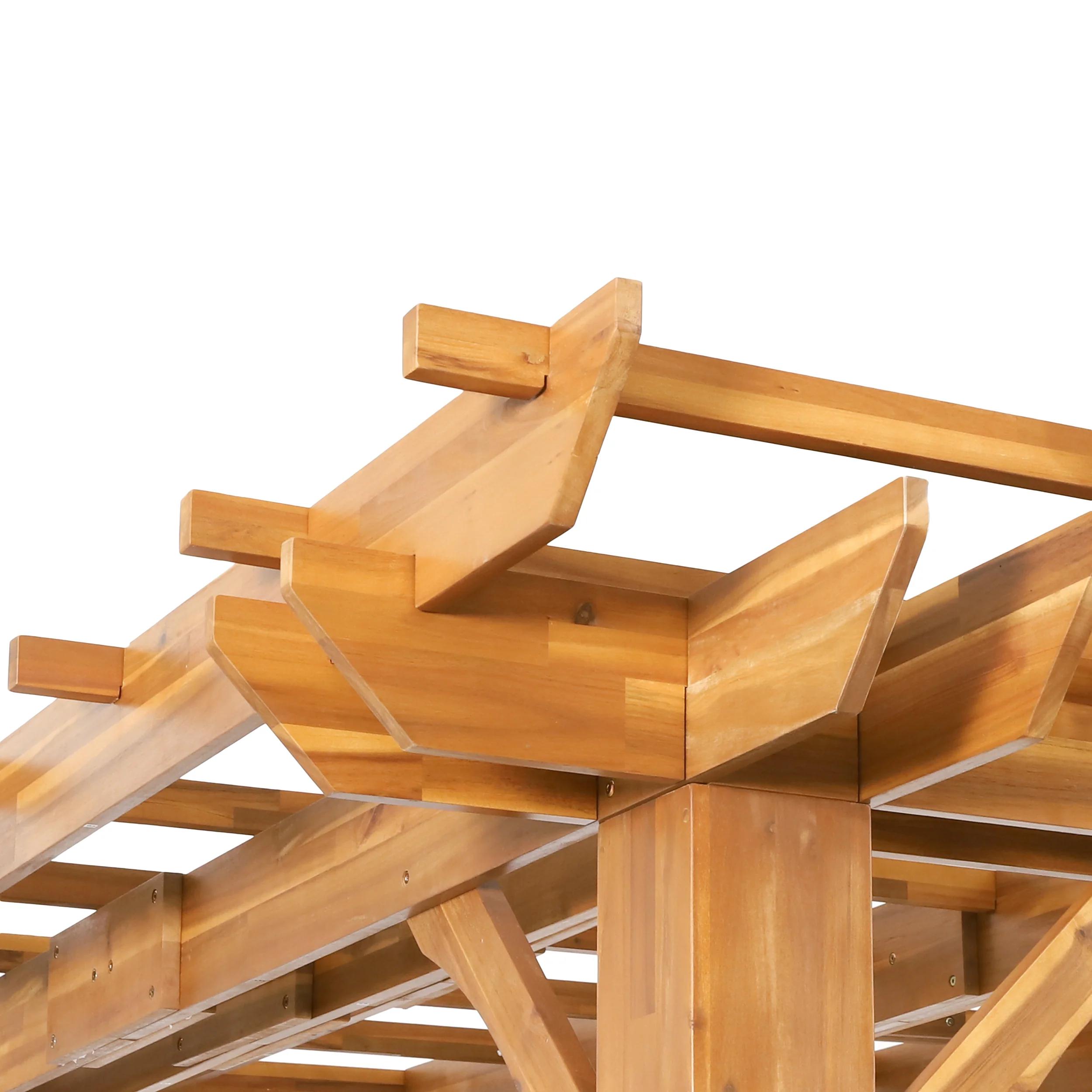 Dorain Outdoor 10' x 10' Acacia Wood Pergola, Teak - furnishings
