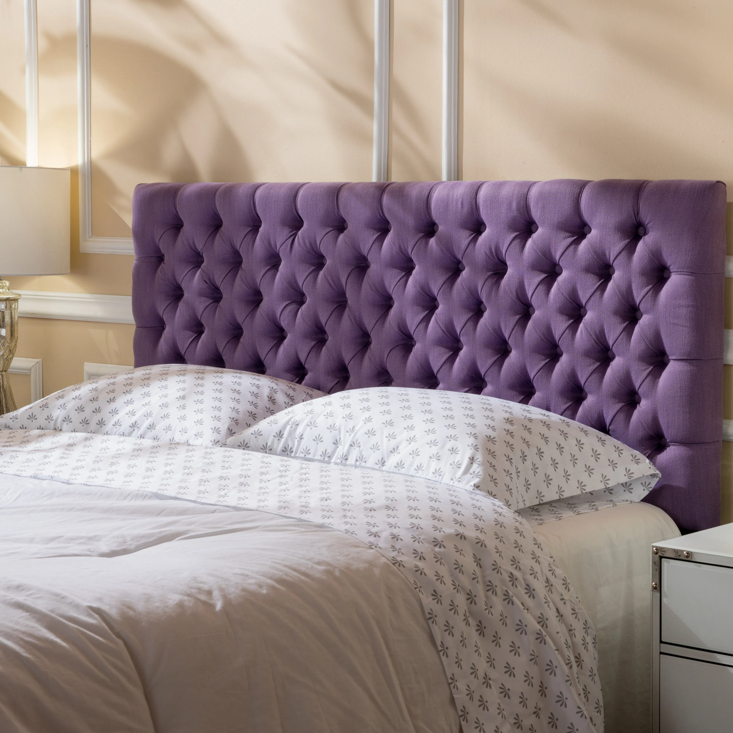 Brunet Contemporary Button Tufted Fabric Queen/Full Headboard - furnishings