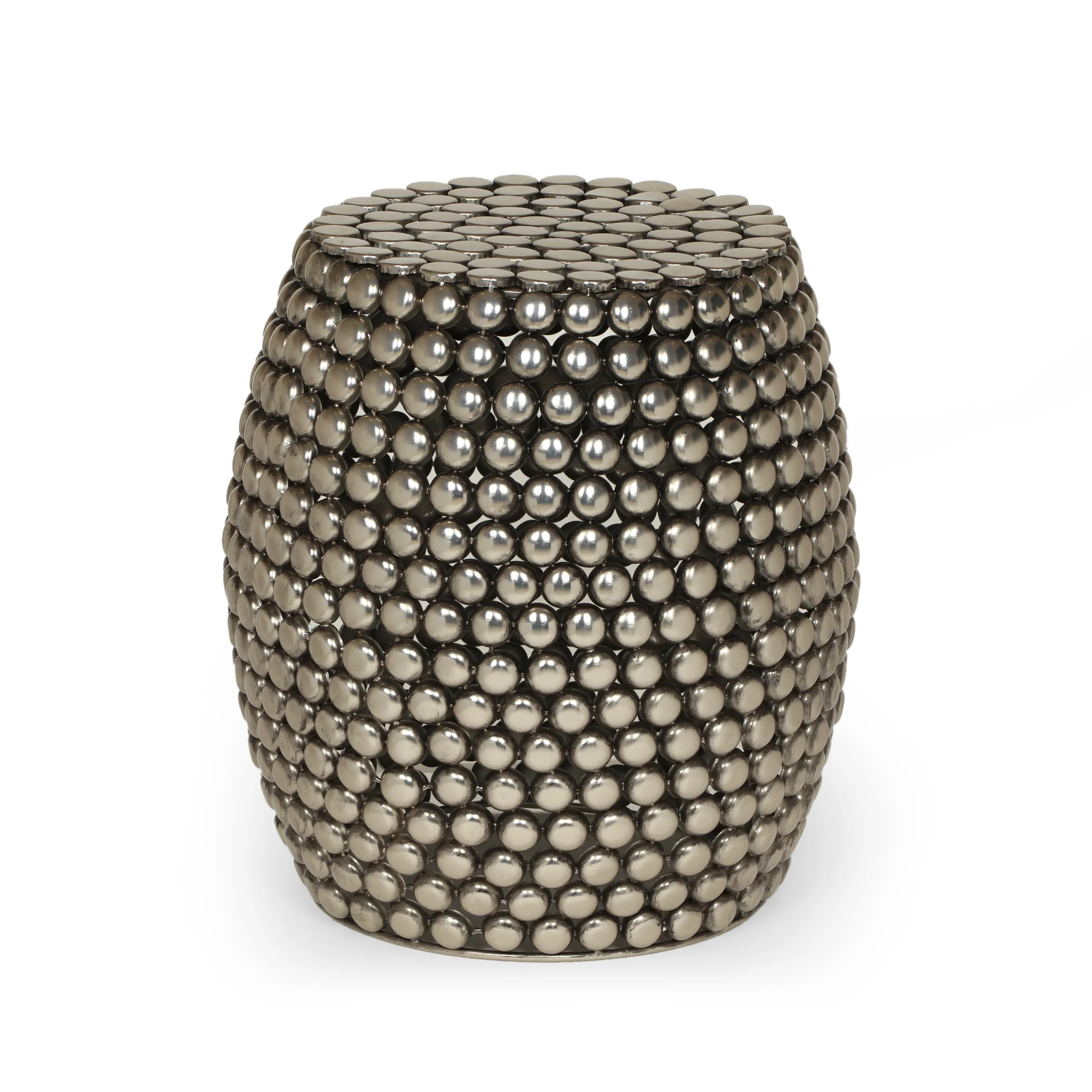 Brentyn Modern Textured Iron Accent Table, Nickel Antique - furnishings