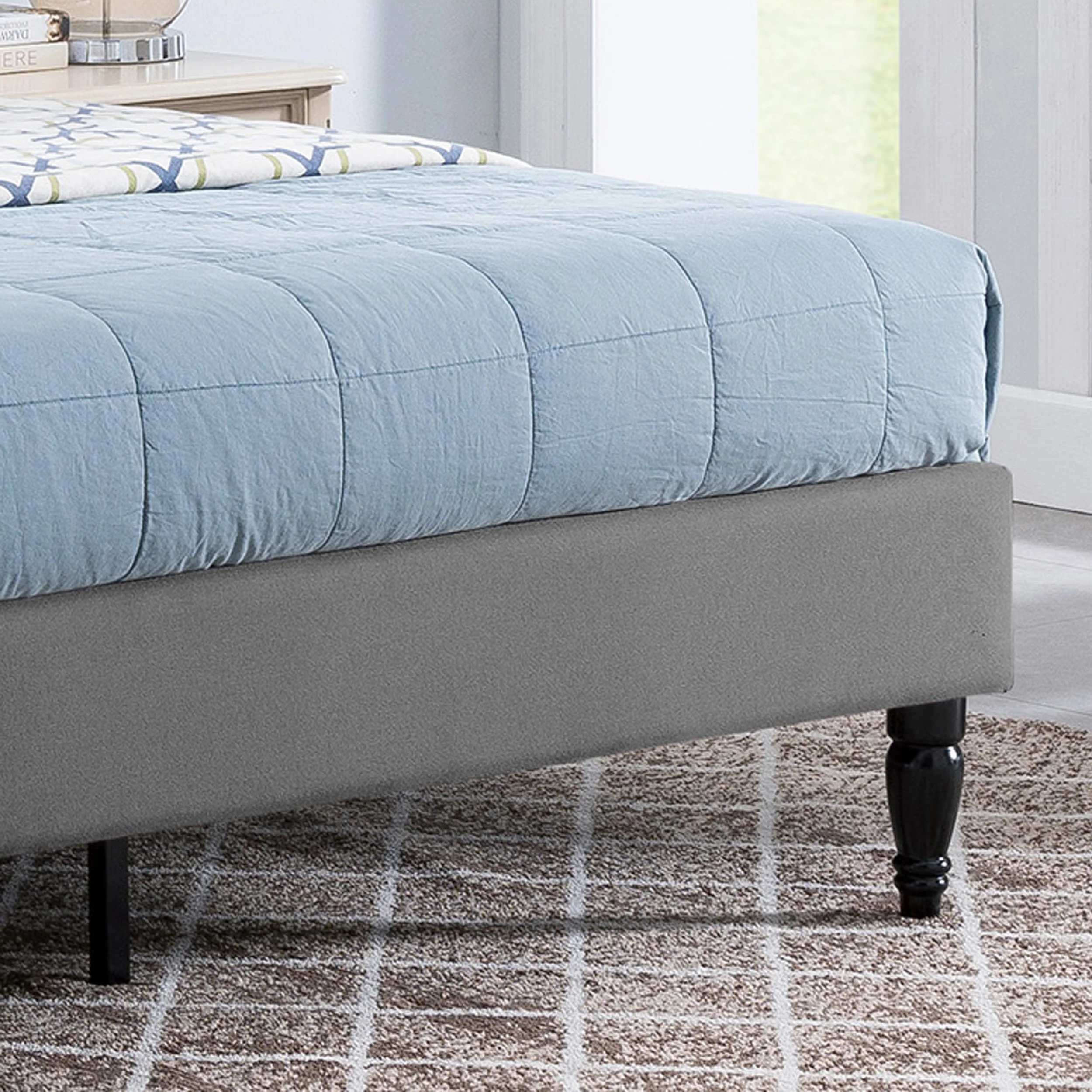 Lera Fully-Upholstered Queen-Size Platform Bed Frame, Low-Profile, Contemporary - furnishings