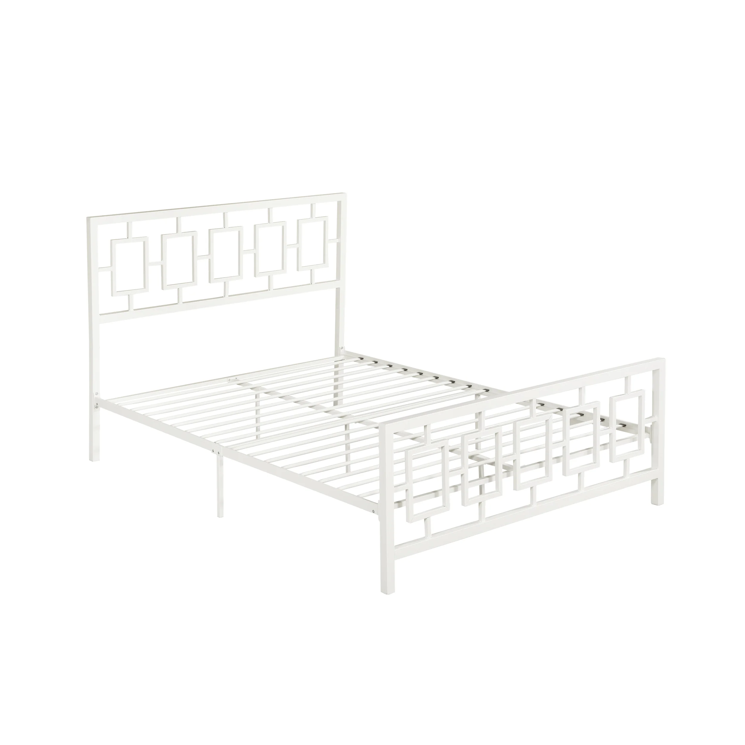 Dawn Queen-Size Geometric Platform Bed Frame, Iron, Modern, Low-Profile - furnishings