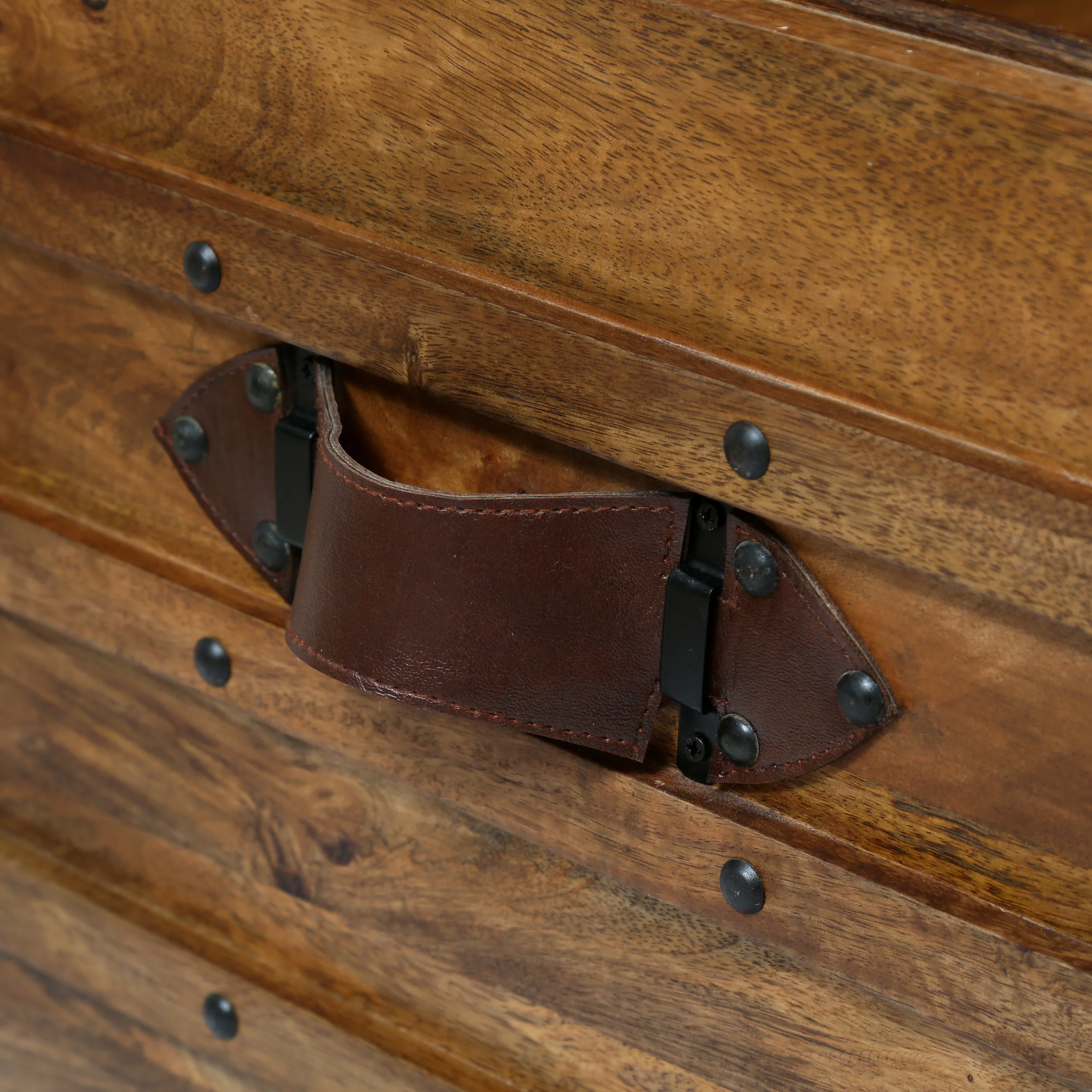 Stanton Handcrafted Boho Wood Storage Trunk with Latches - furnishings