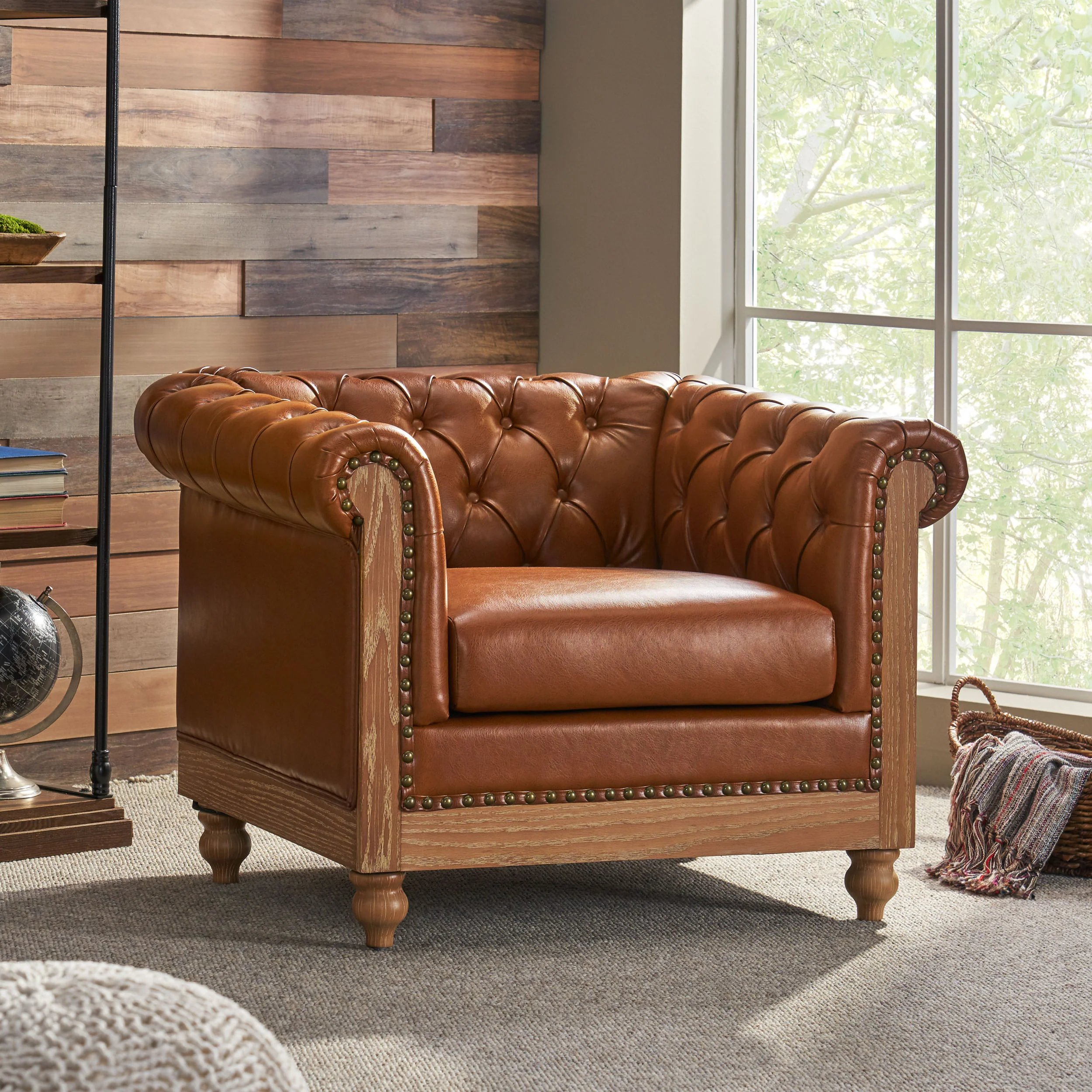 Batavia Chesterfield Tufted Club Chair with Nailhead Trim - furnishings