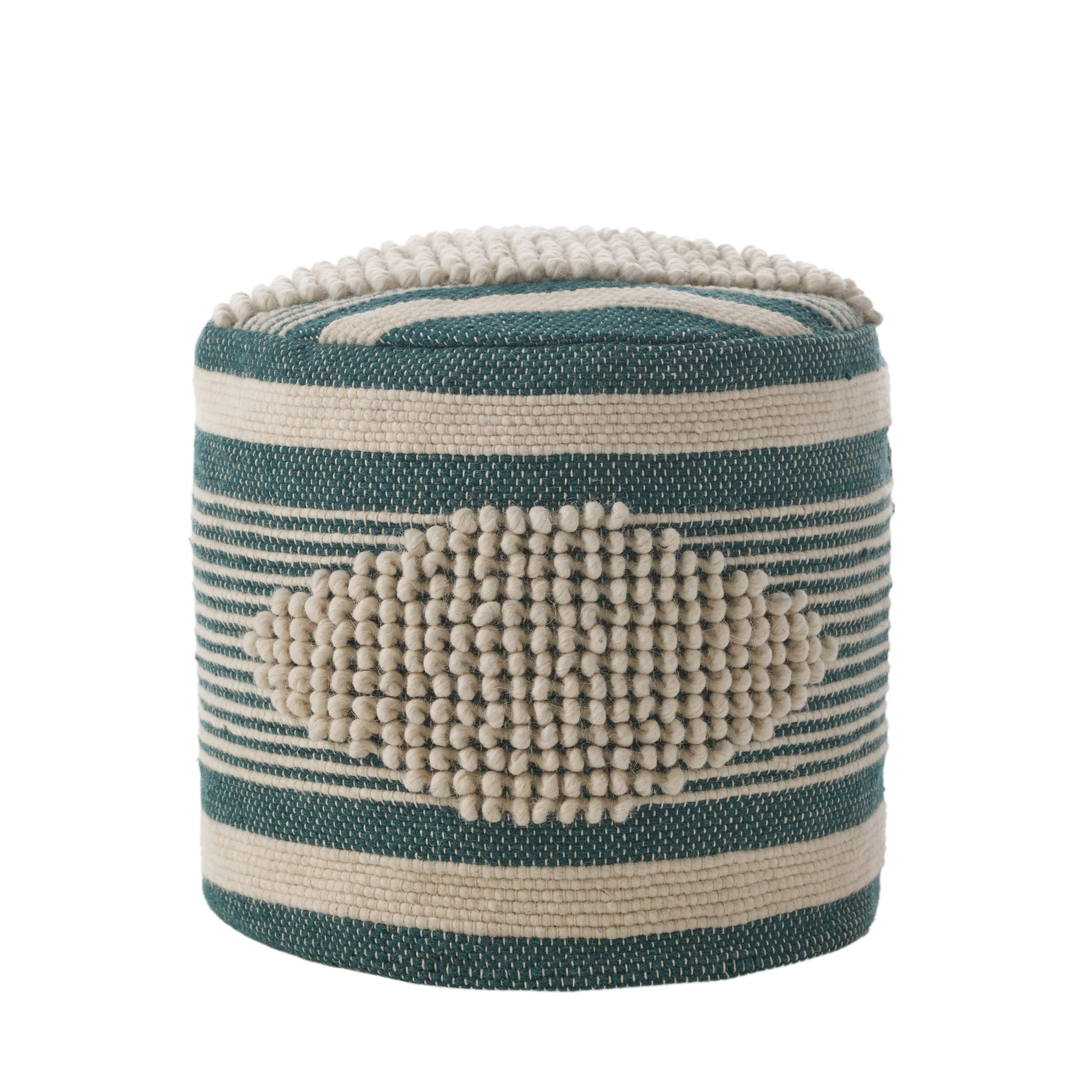 Villard Boho Handcrafted Fabric Cylinder Pouf - furnishings