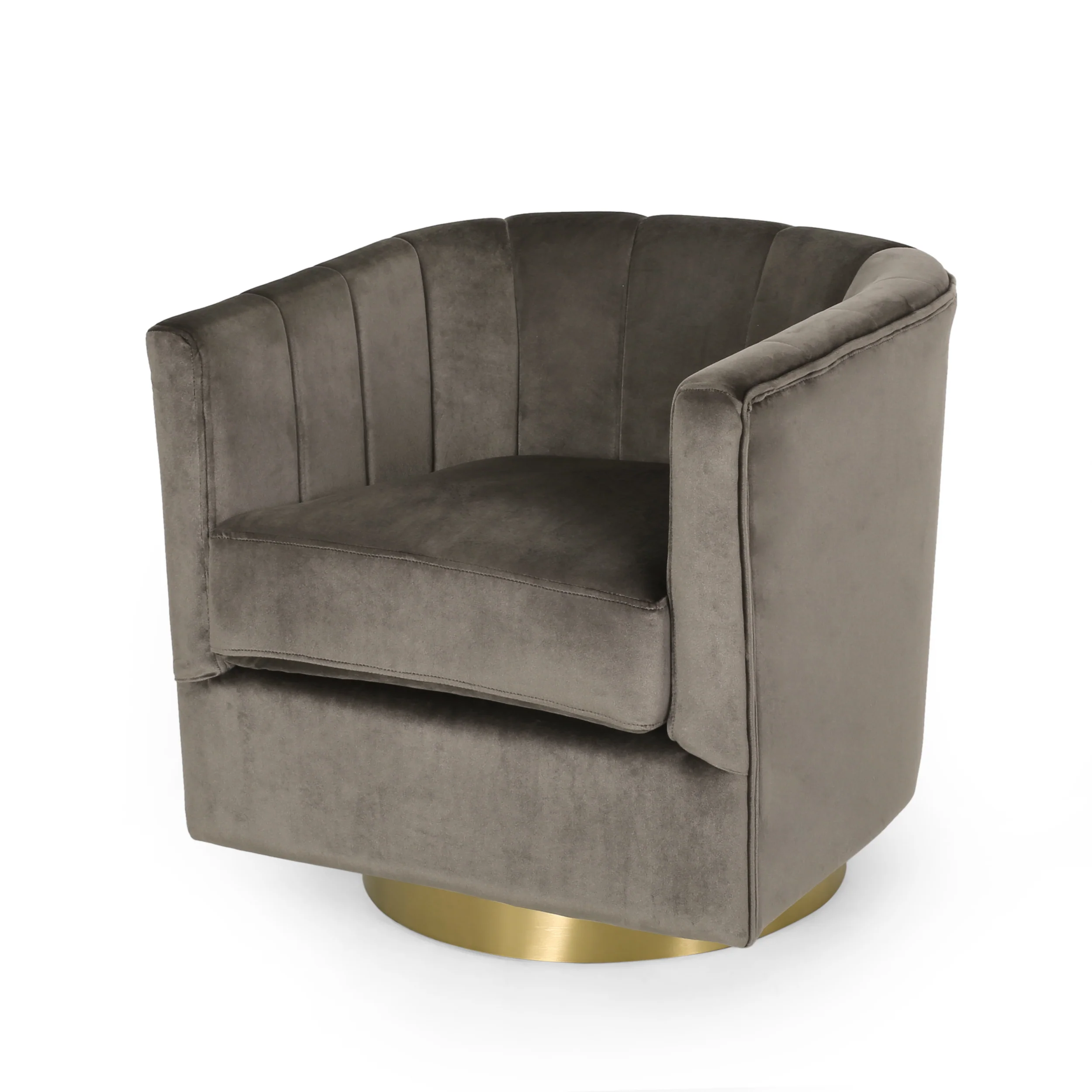 Blairmont Modern Glam Channel Stitch Velvet Swivel Club Chair - furnishings