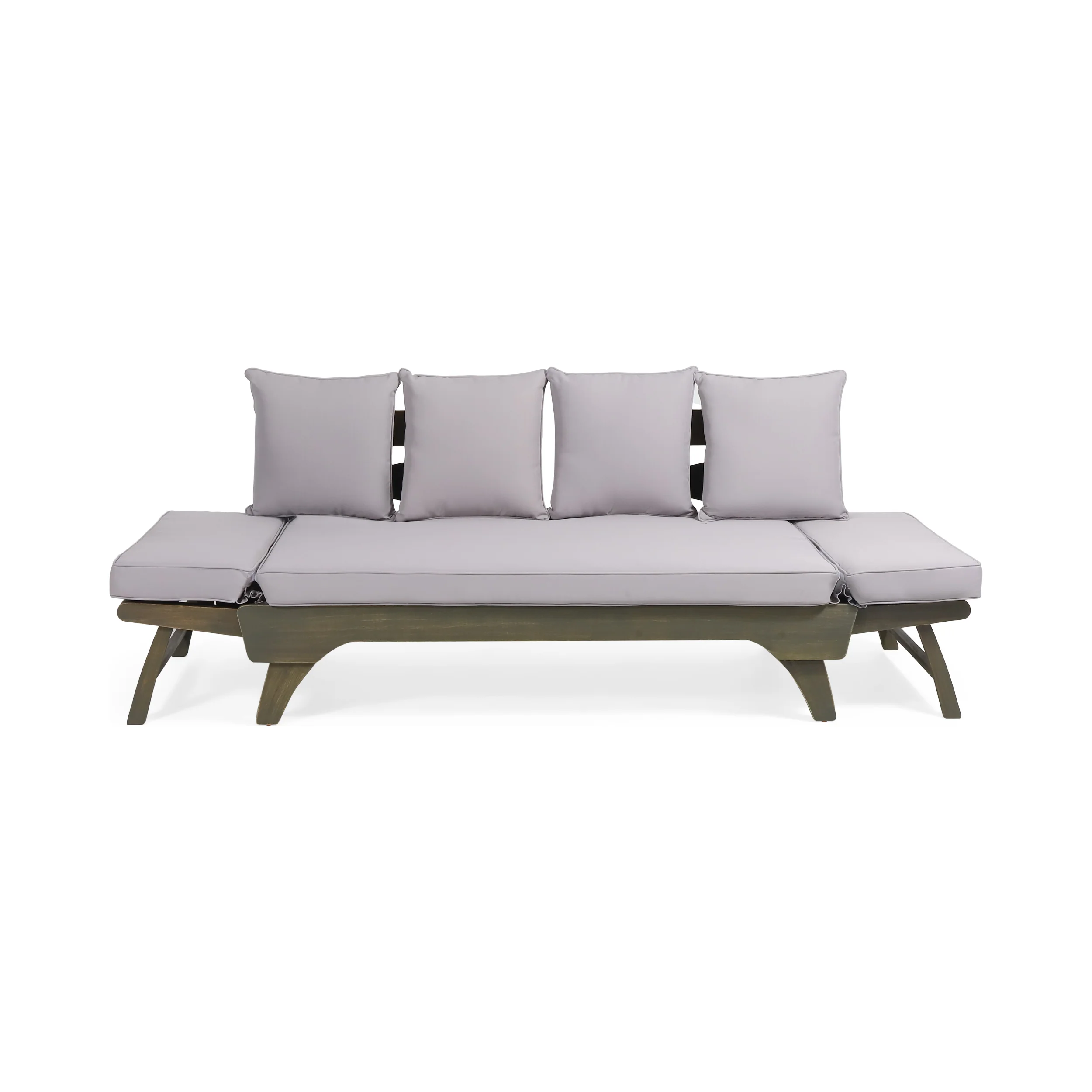 Oceanna Outdoor Acacia Wood and Rope Expandable Daybed with Cushions - furnishings