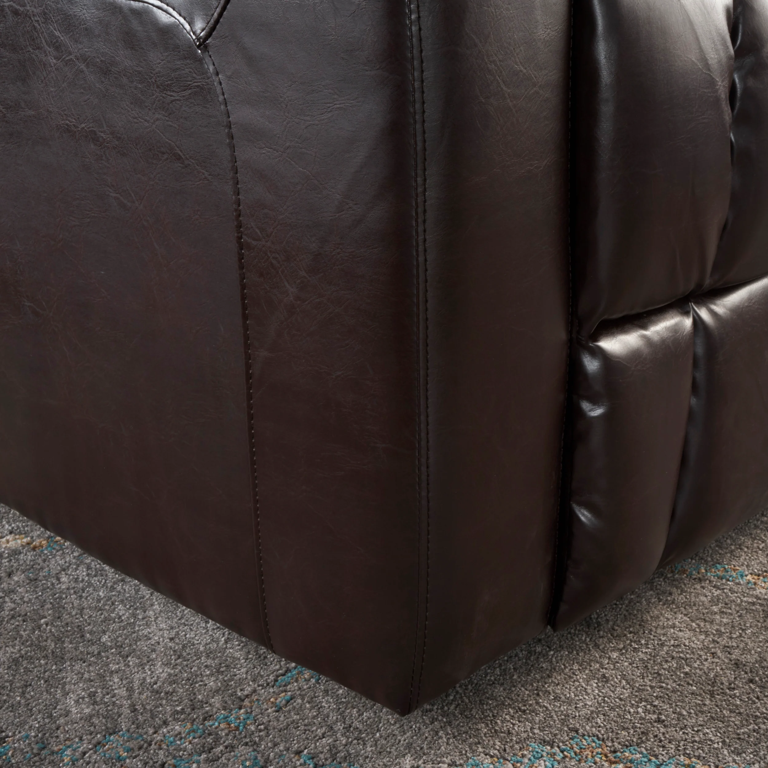 Everette Brown Leather Power Recliner With Storage, Cup Holder, and USB Charger - furnishings