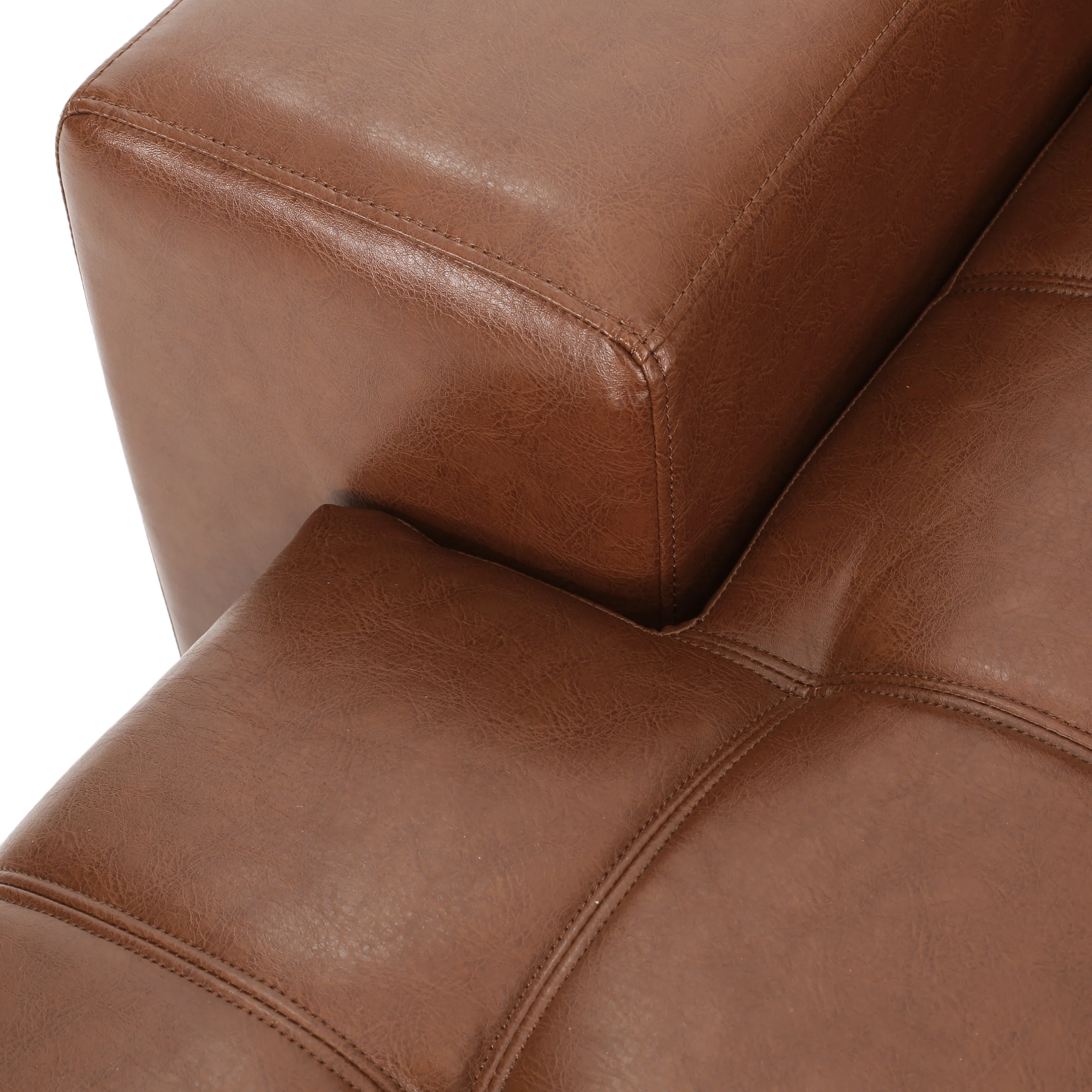 Littell Contemporary Faux Leather Tufted 4 Seater Sofa and Chaise Lounge Sectional Set with Ottoman - furnishings