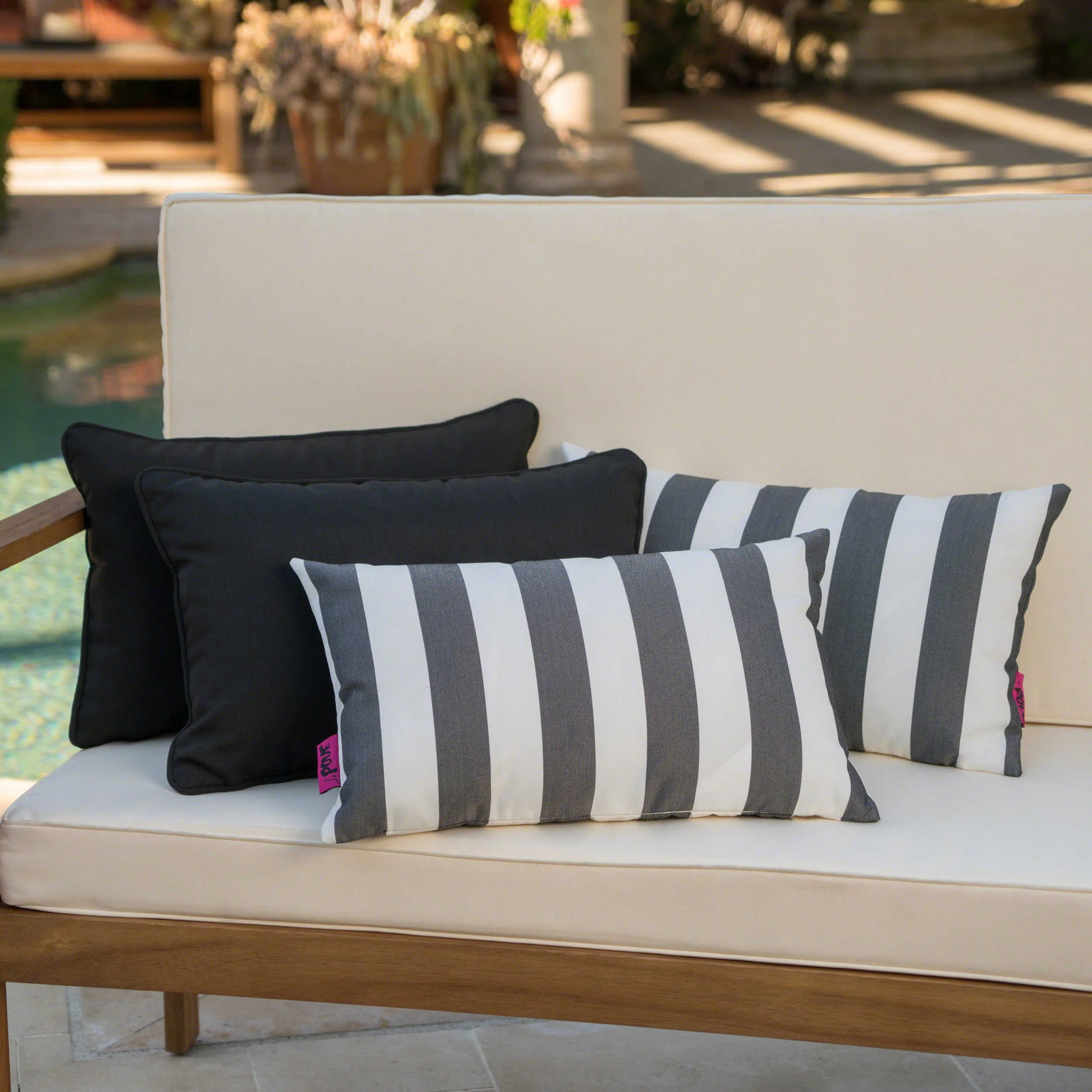 La Jolla Outdoor Water Resistant Rectangular Throw Pillows - Set of 4 - furnishings