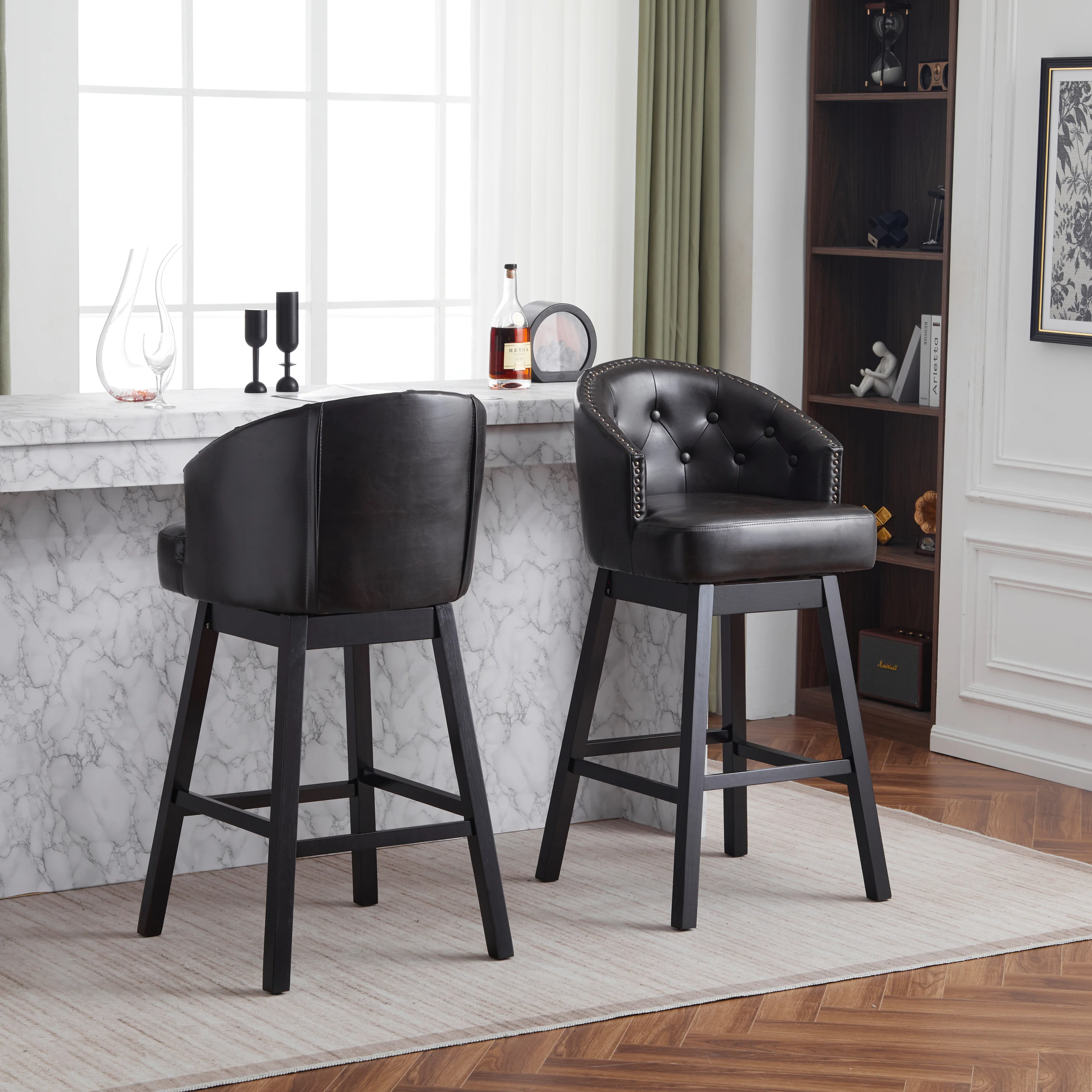 Skyleer Swivel Upholstered Counter Stools - furnishings