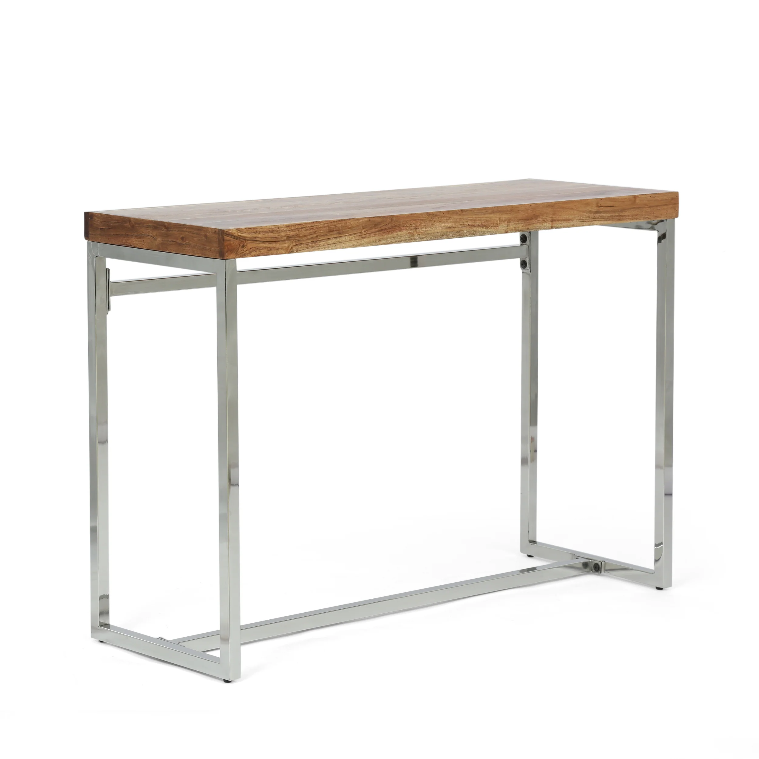 Alledonia Rustic Glam Handmade Acacia Wood Console Desk, Natural and Silver - furnishings