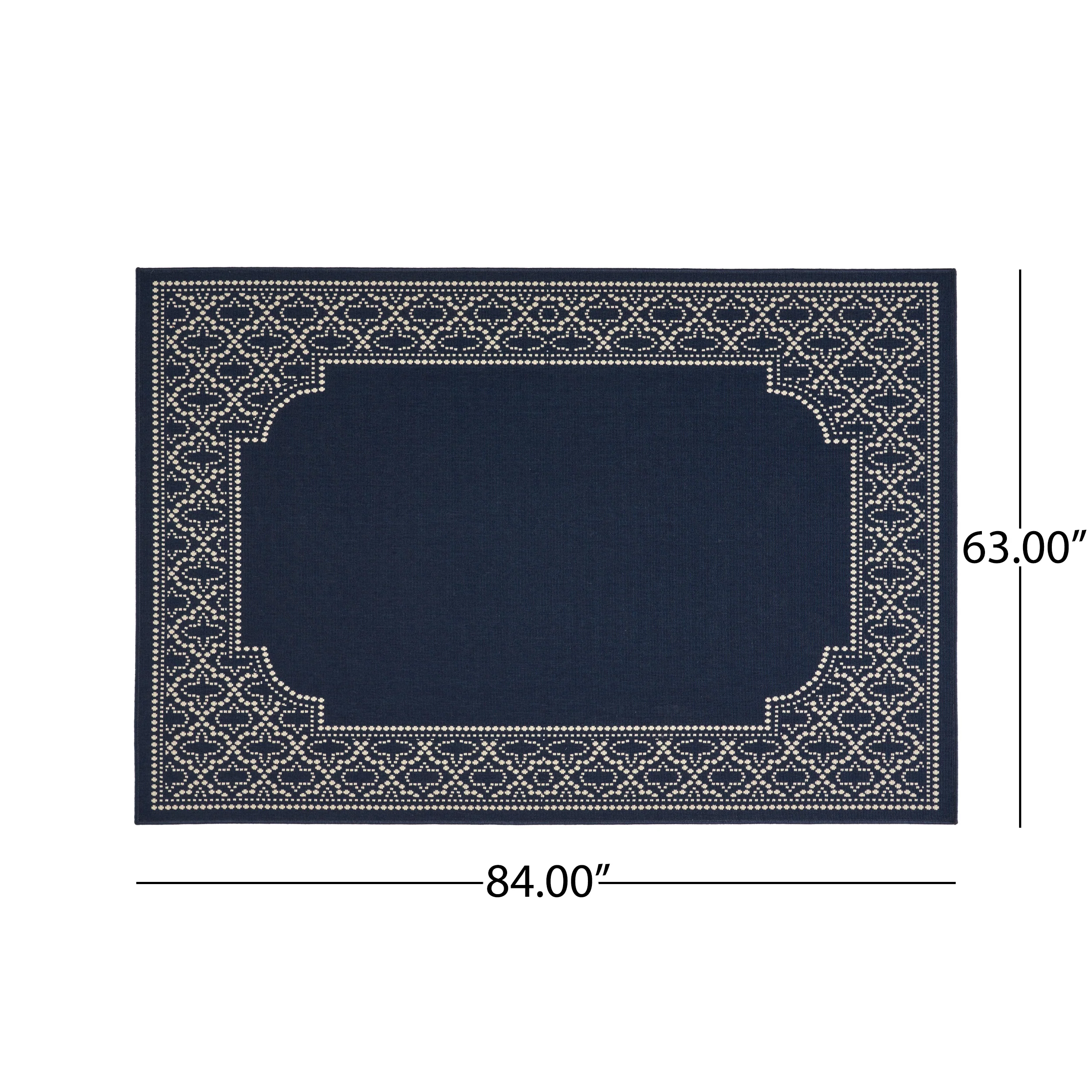 Madeline Outdoor Border Area Rug, Navy and Ivory - furnishings