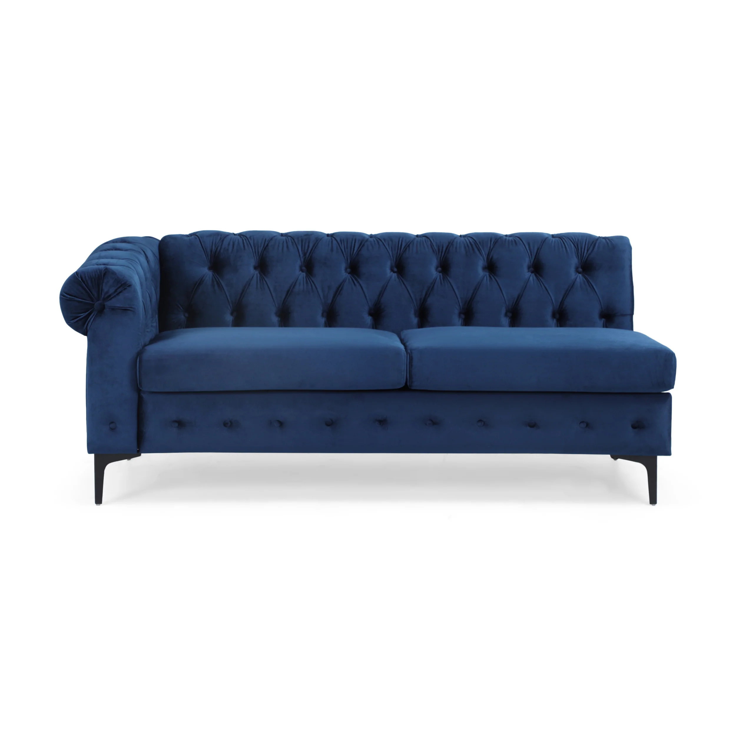 Juelz Contemporary Velvet 3 Seater Sectional Sofa with Chaise Lounge - furnishings