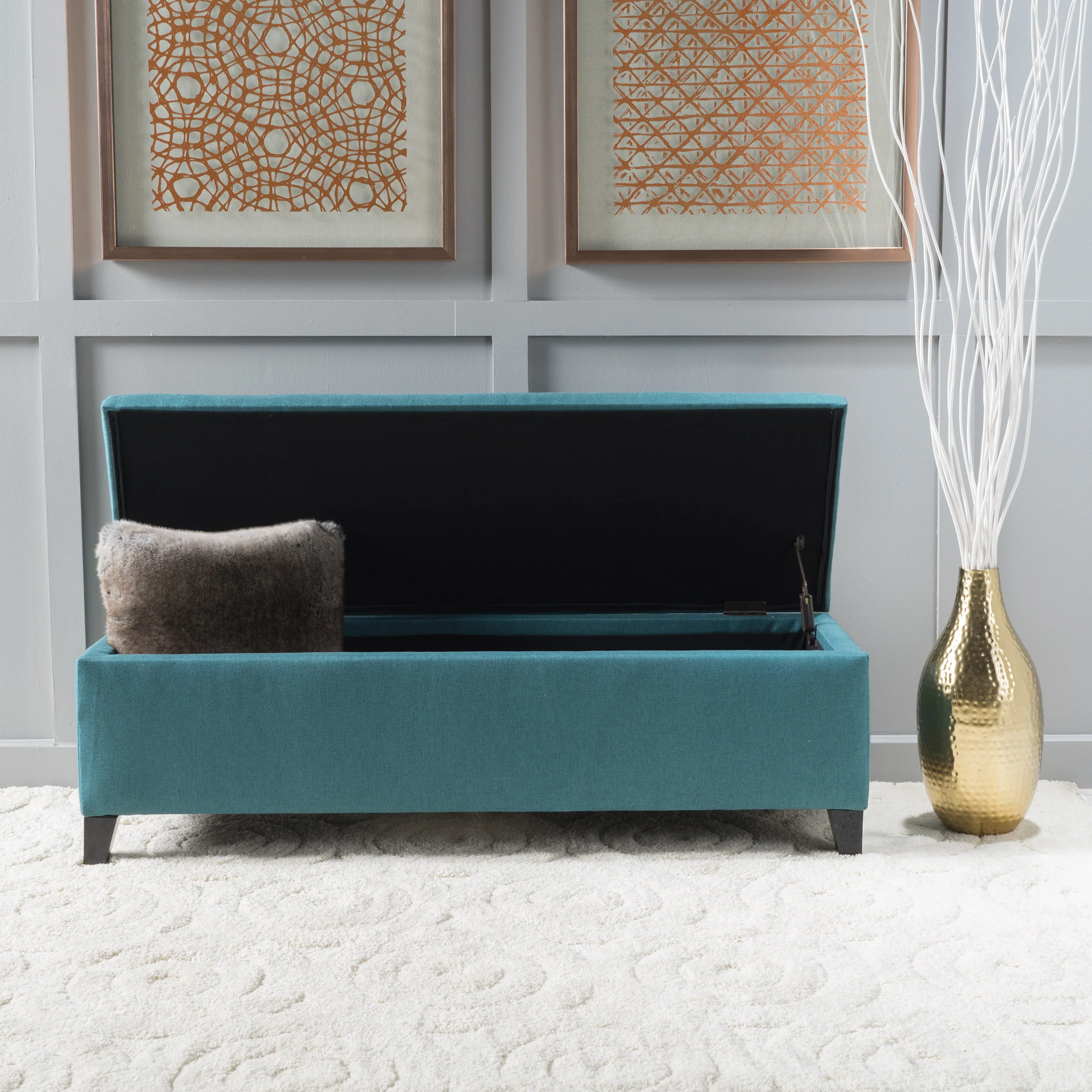 Clor Fabric Rectangle Storage Ottoman Bench - furnishings