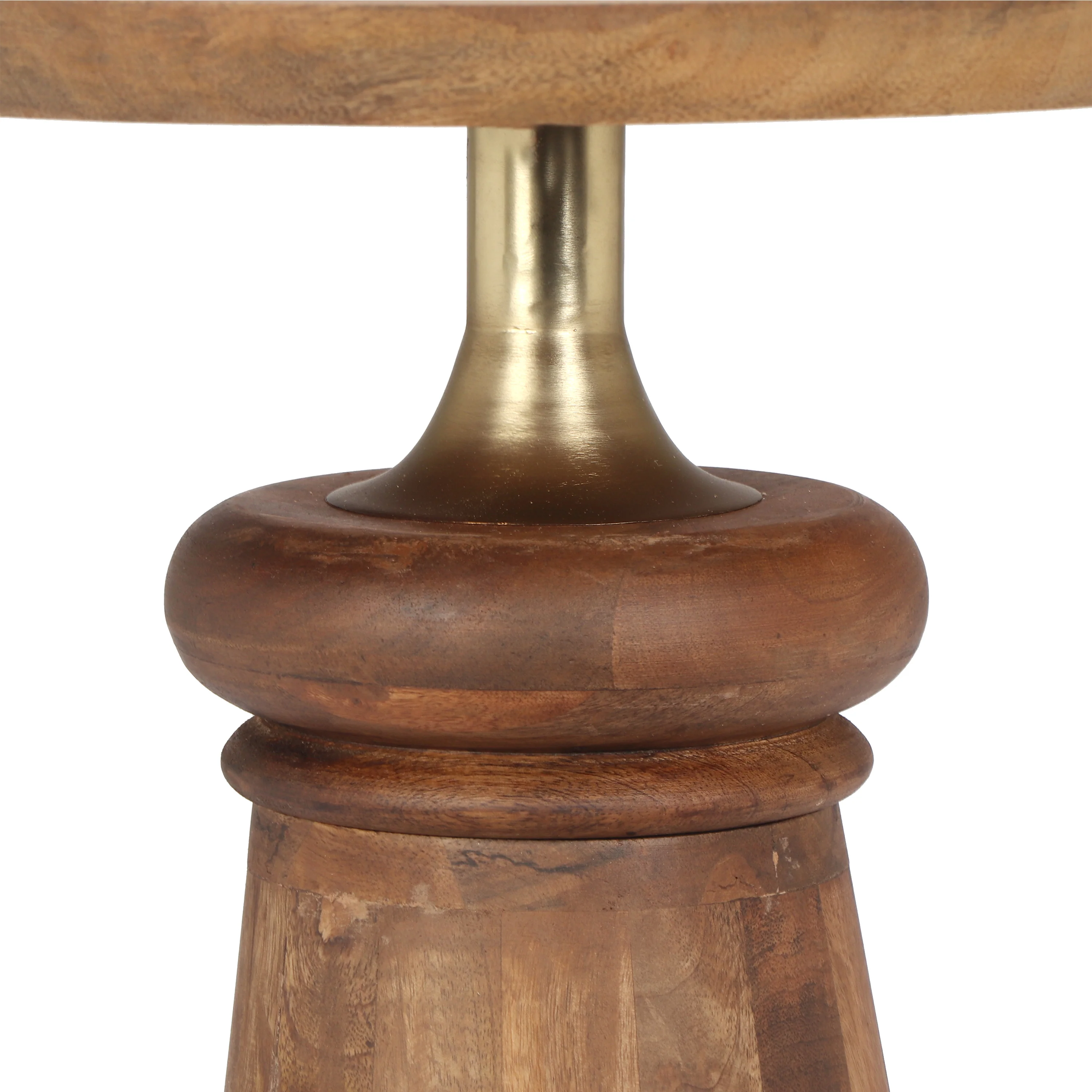 Caelume Round Pedestal Side End Table, Gold + Natural - furnishings