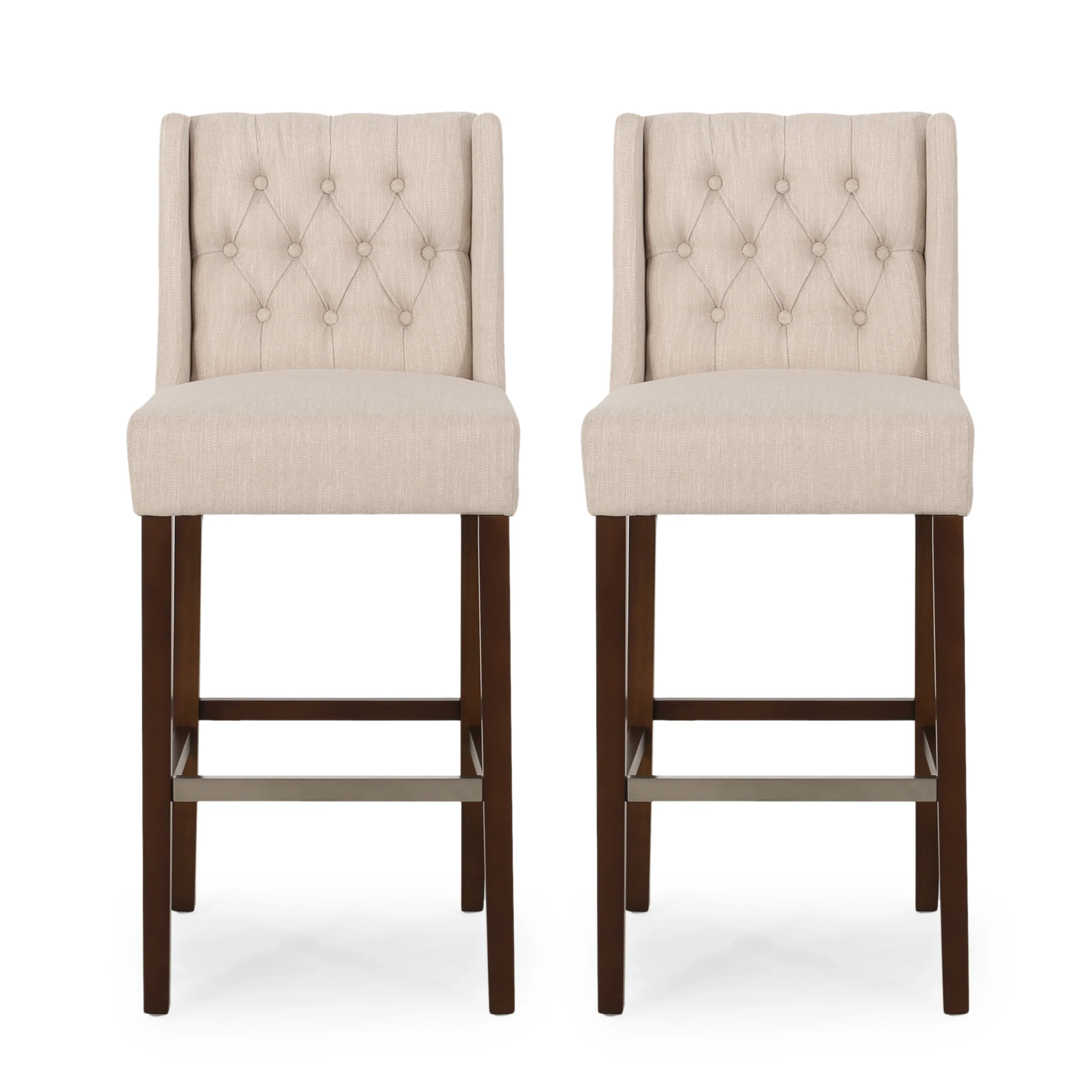 Leeandre Contemporary Wingback Fabric Barstools (Set of 2) - furnishings