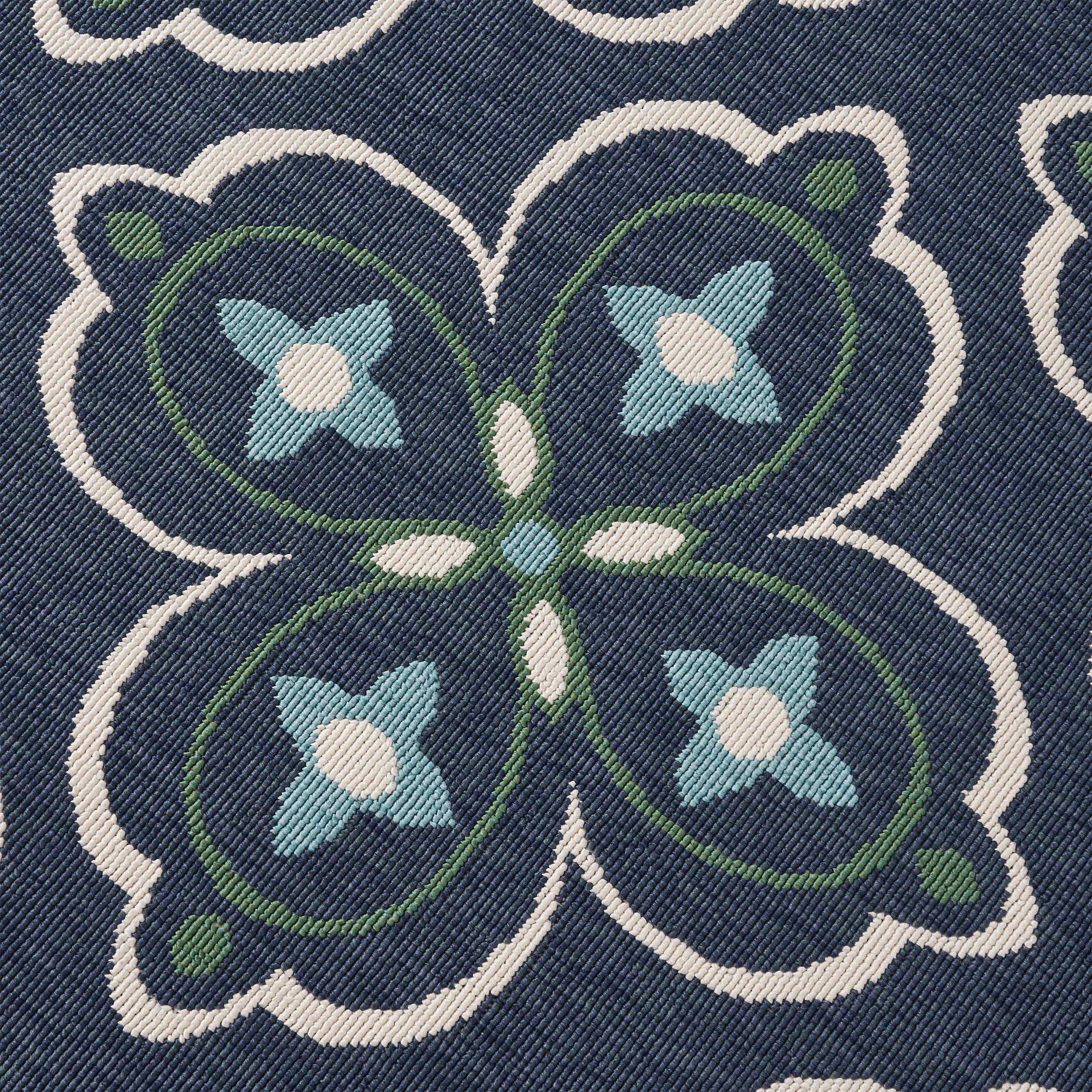 Tina Outdoor Medallion Area Rug, Blue and Green - furnishings
