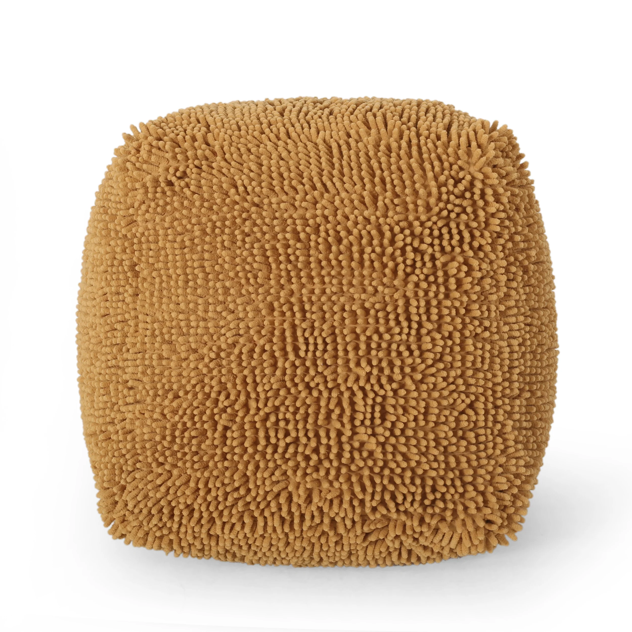 Moloney Modern Microfiber Chenille Square Pouf - furnishings