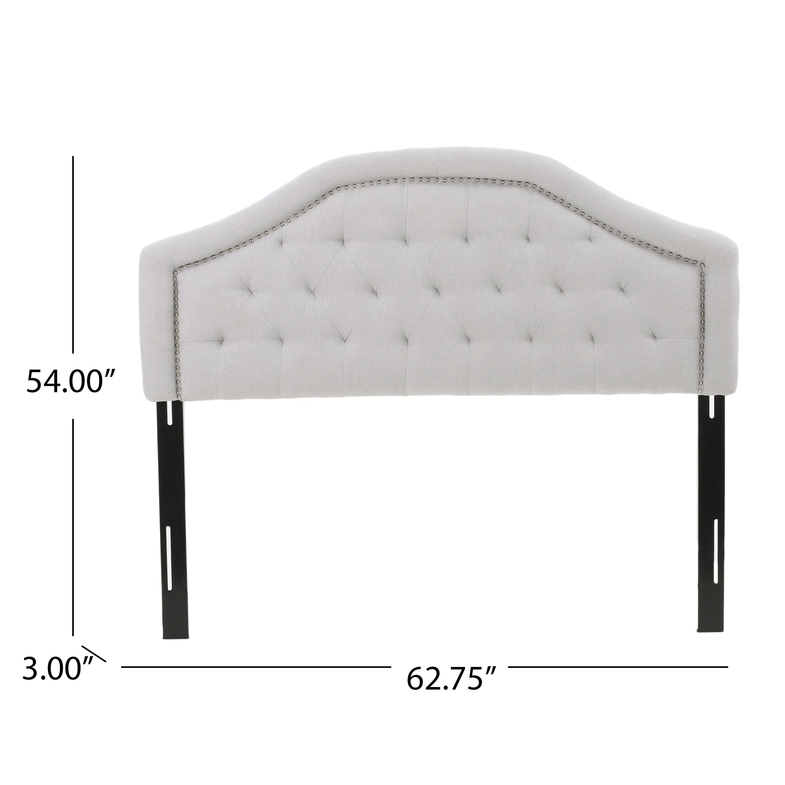 Hecha Tufted Light Gray Fabric Full/Queen Headboard with Nailhead Accents - furnishings