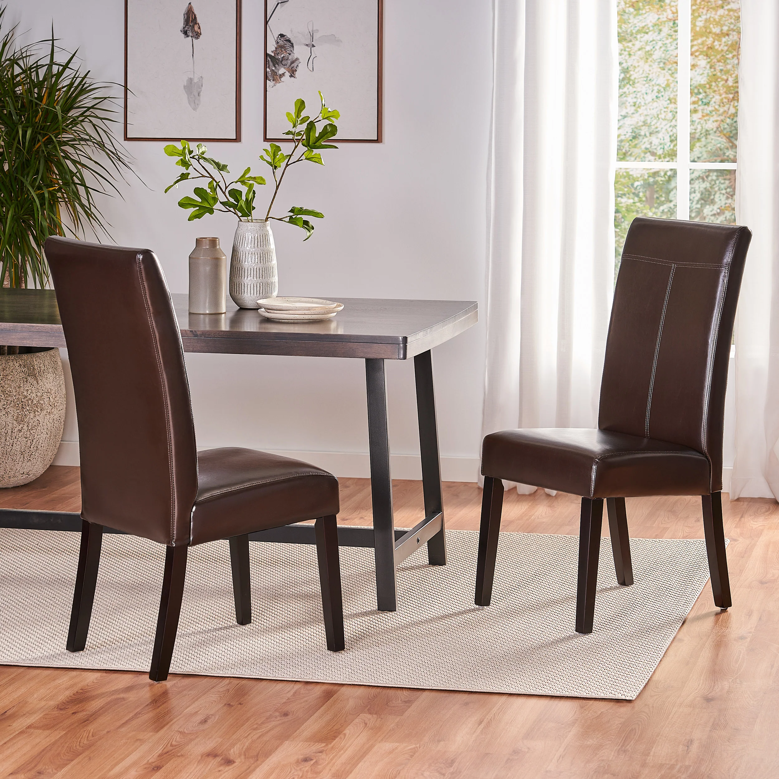 Fitzgerald Contemporary T-Stitch Upholstered Dining Chairs (Set of 2) - furnishings