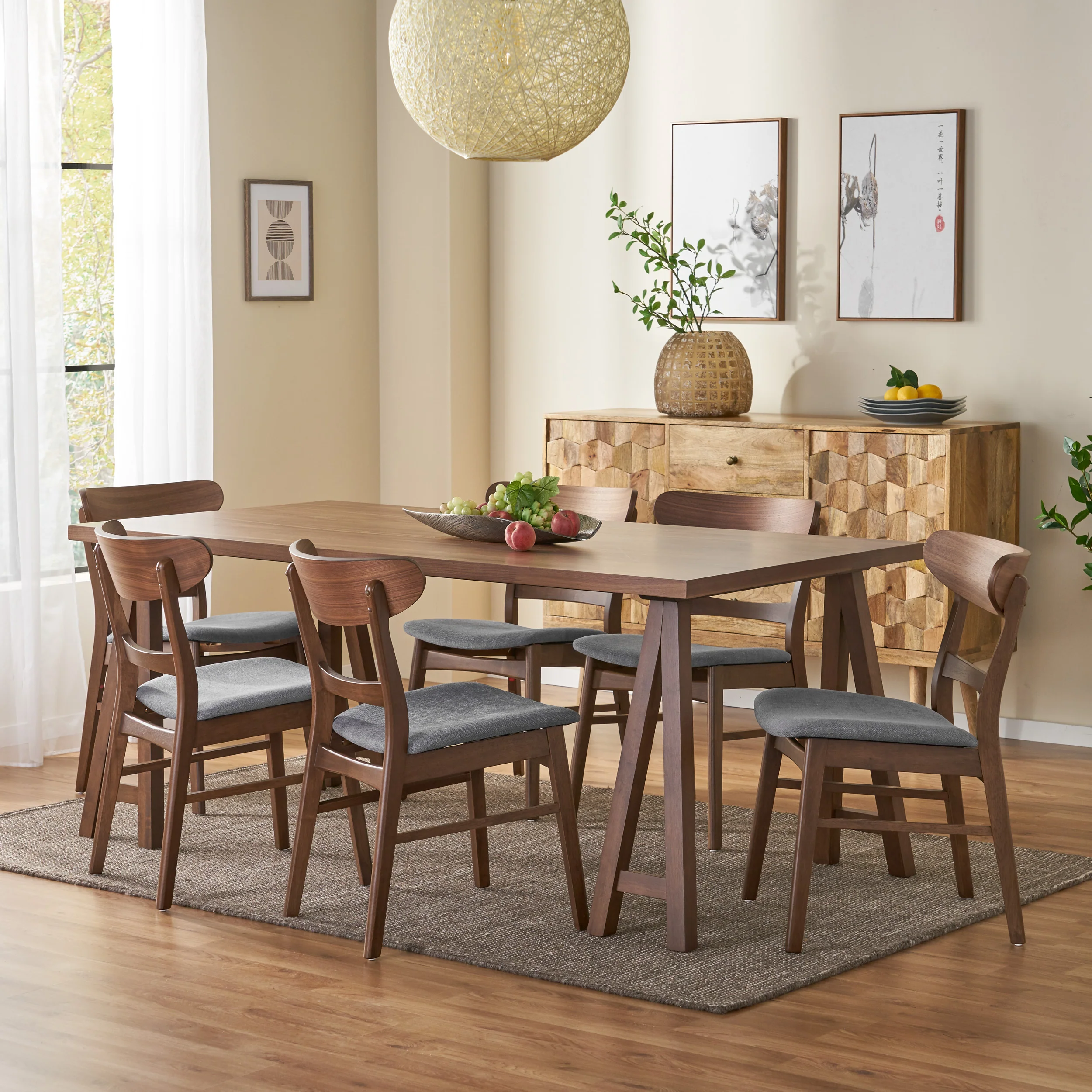 Randal Mid-Century Modern 7 Piece Dining Set - furnishings