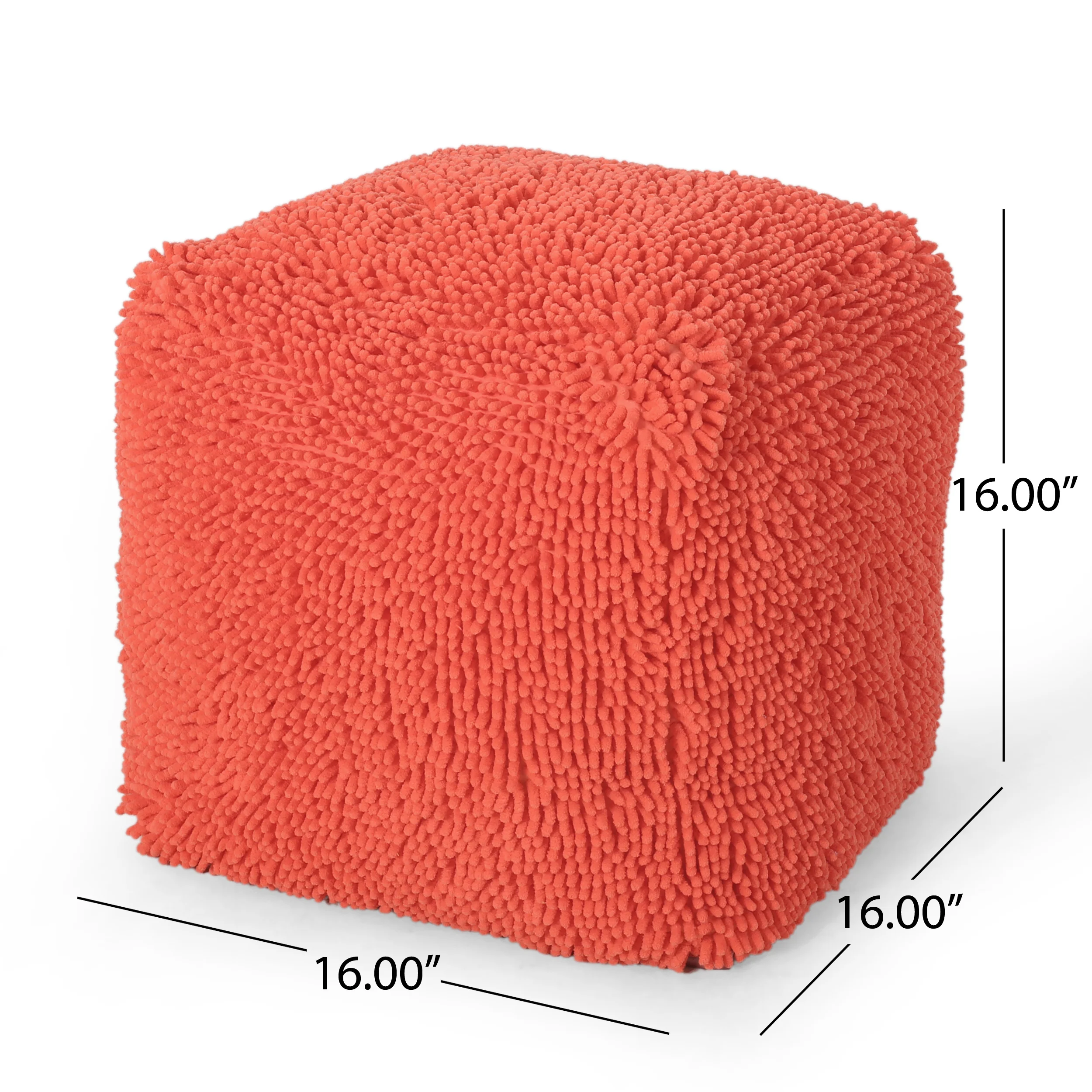 Moloney Modern Microfiber Chenille Square Pouf - furnishings