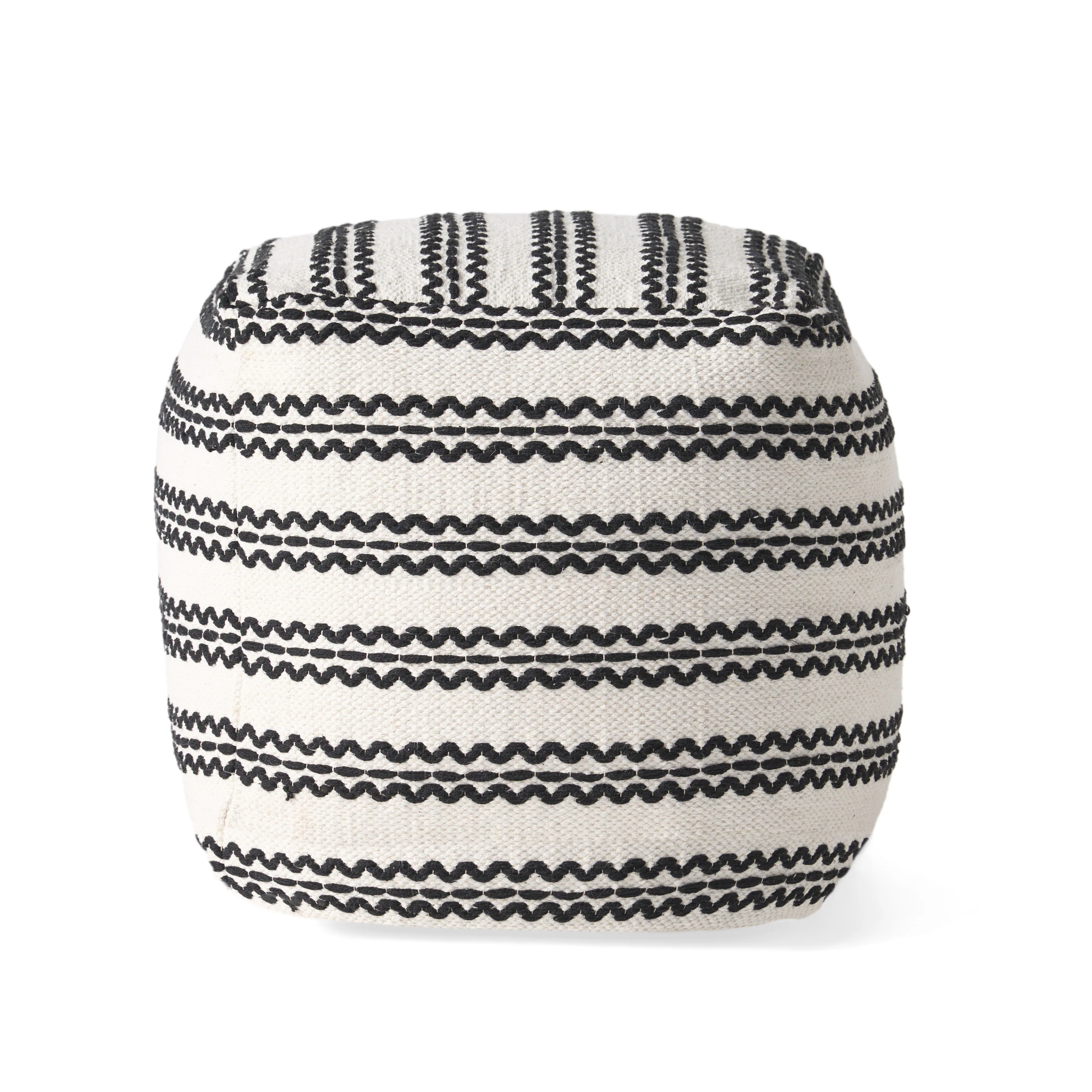 Davis Handcrafted Boho Fabric Pouf - furnishings