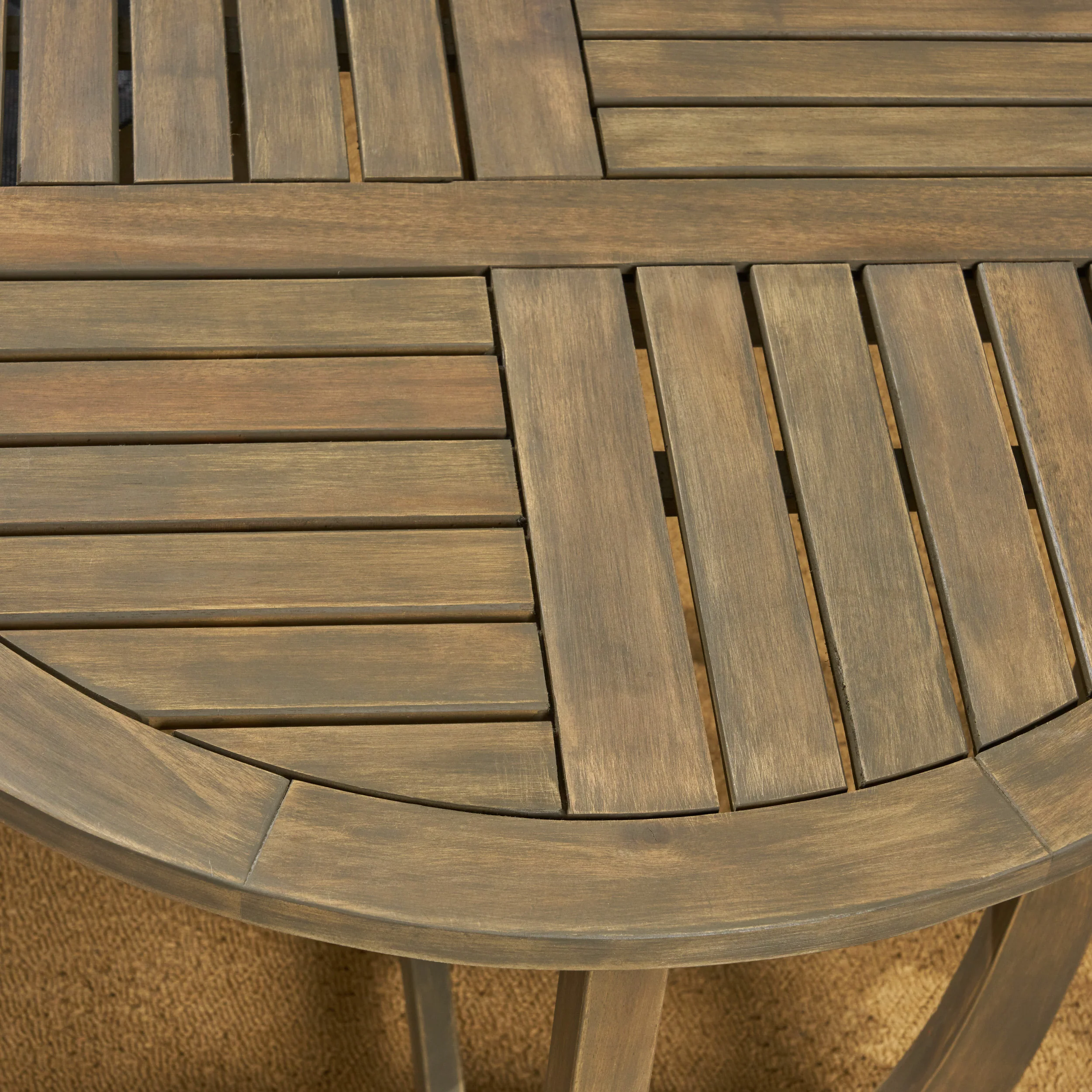Marcell Outdoor Acacia Wood 3 Piece Dining Set with Mesh Seats - furnishings