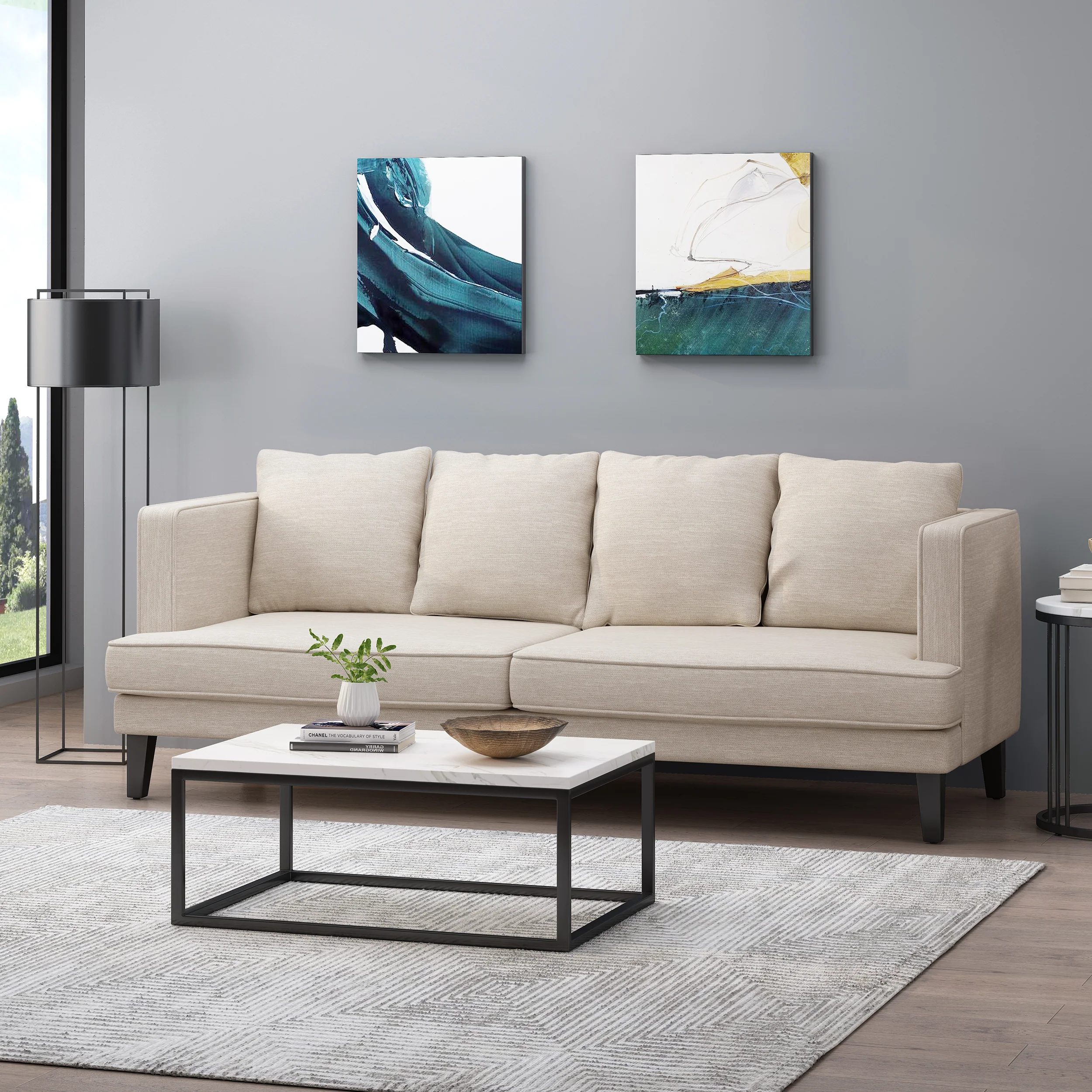 Nimsi Contemporary 3 Seater Fabric Sofa - furnishings