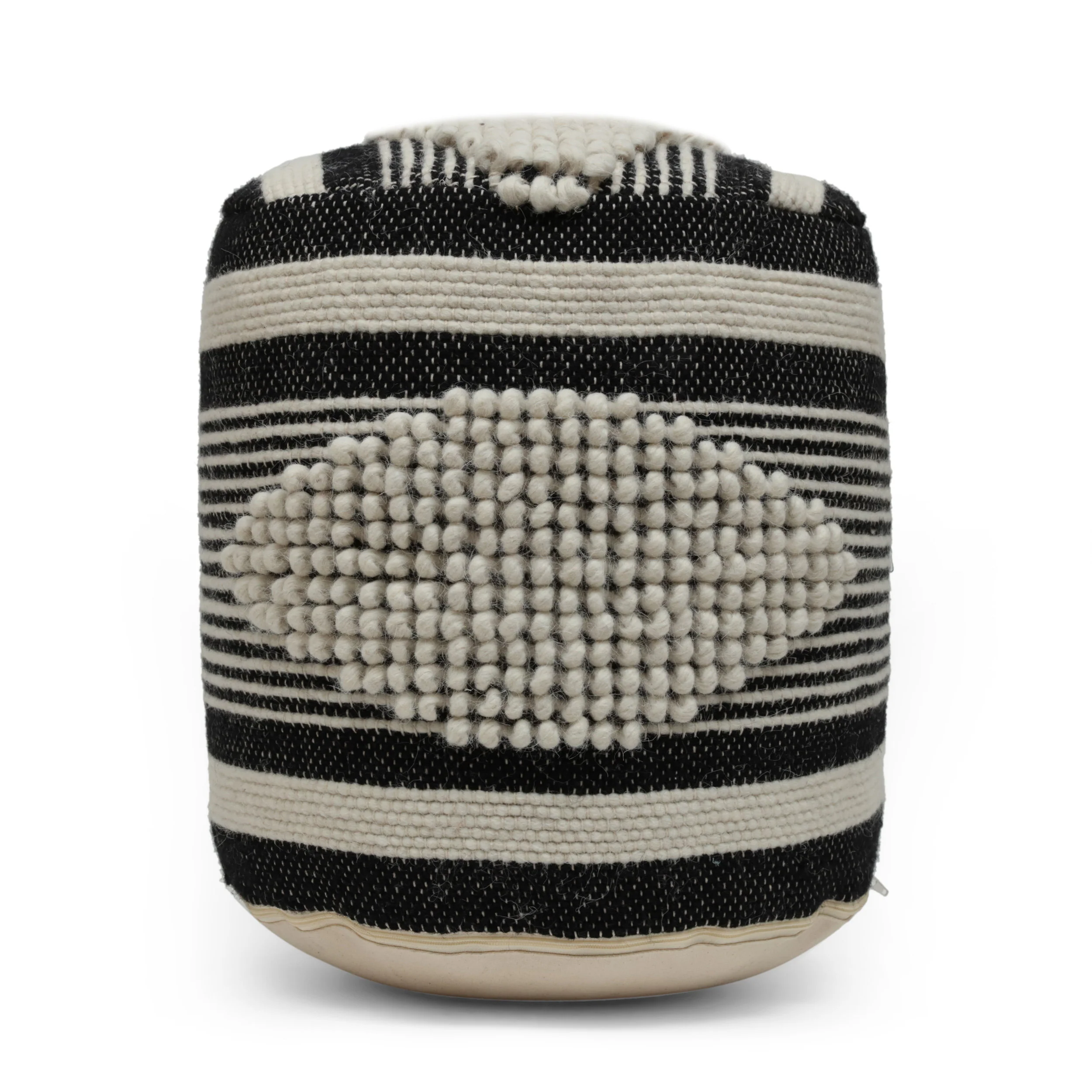 Villard Boho Handcrafted Fabric Cylinder Pouf - furnishings