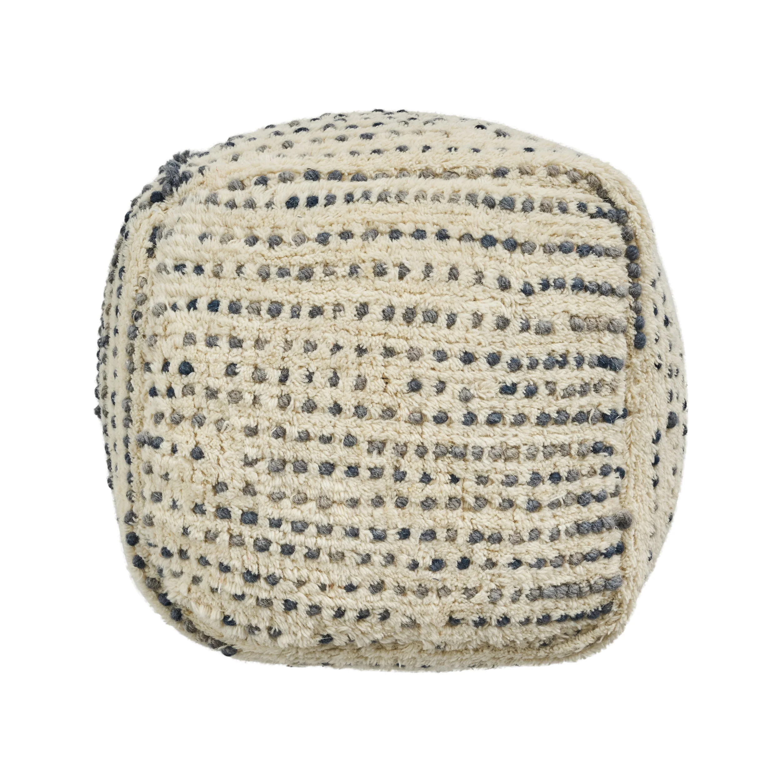 Ewelina Boho Wool and Cotton Ottoman Pouf - furnishings