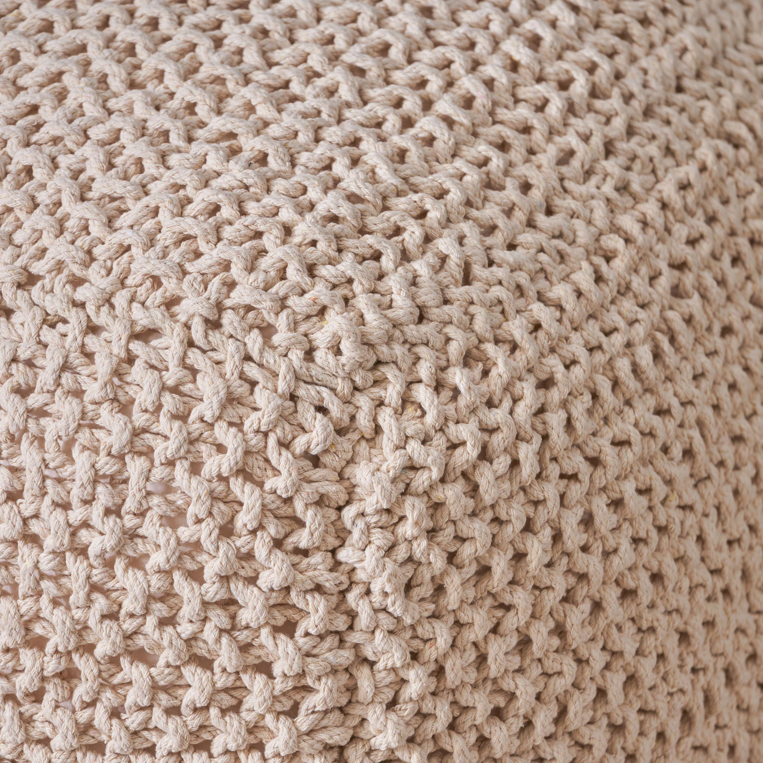 Knox Modern Boho Hand-Knitted Cotton Thread Pouf Foot Stool - furnishings