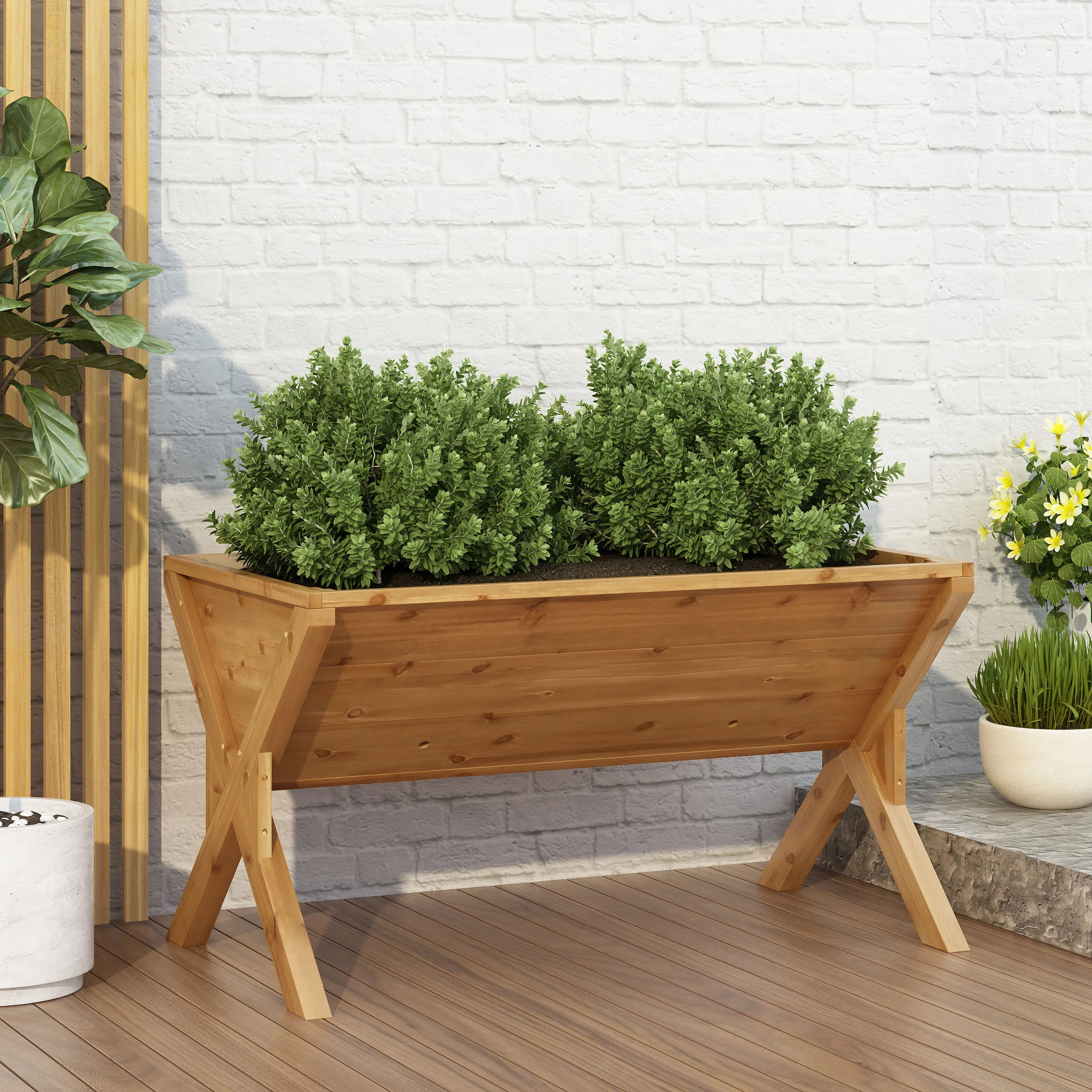 Thorsen Outdoor Firwood Plant Trough - furnishings
