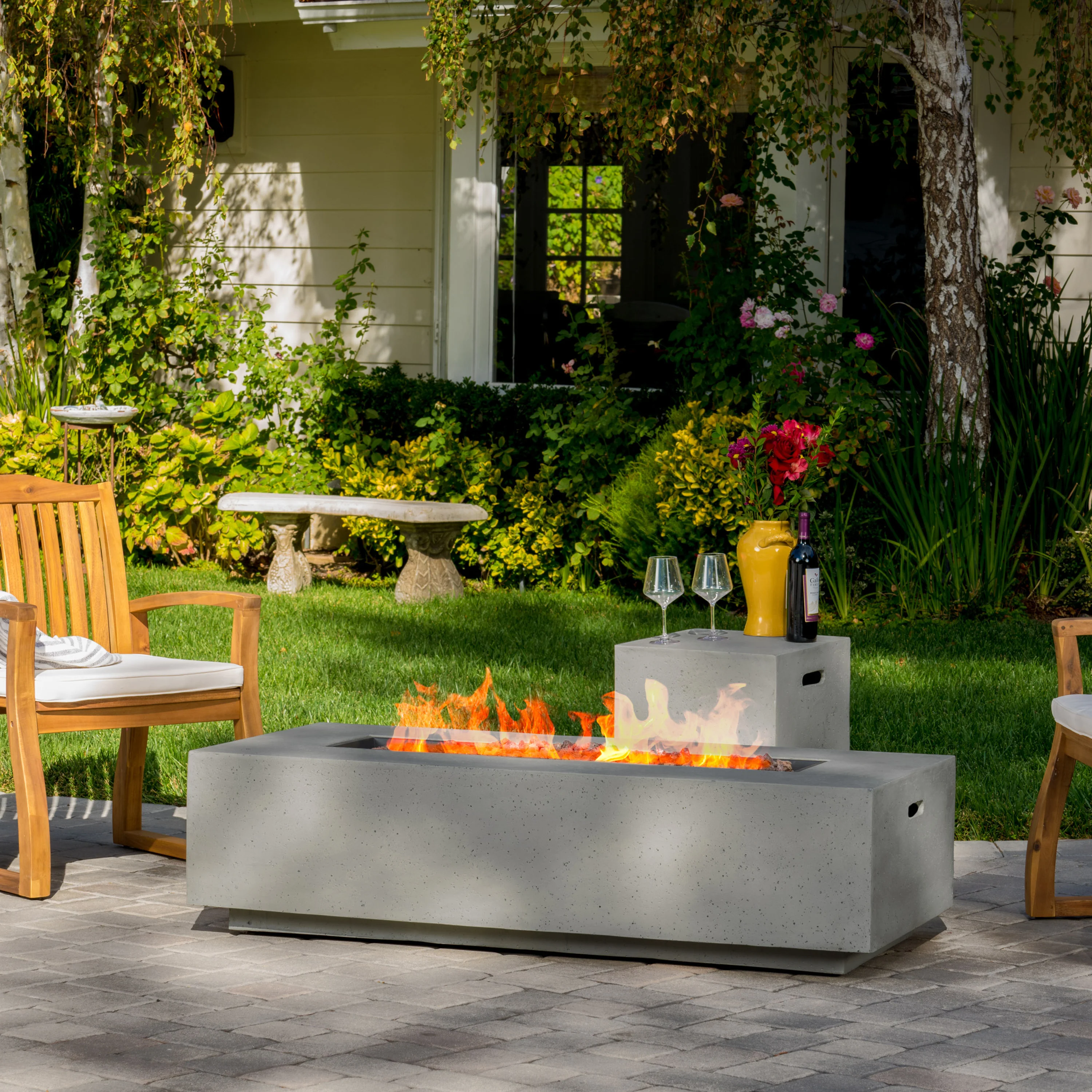 Jaxon Outdoor 50,000 BTU Rectangular Fire Table with Tank Holder - furnishings