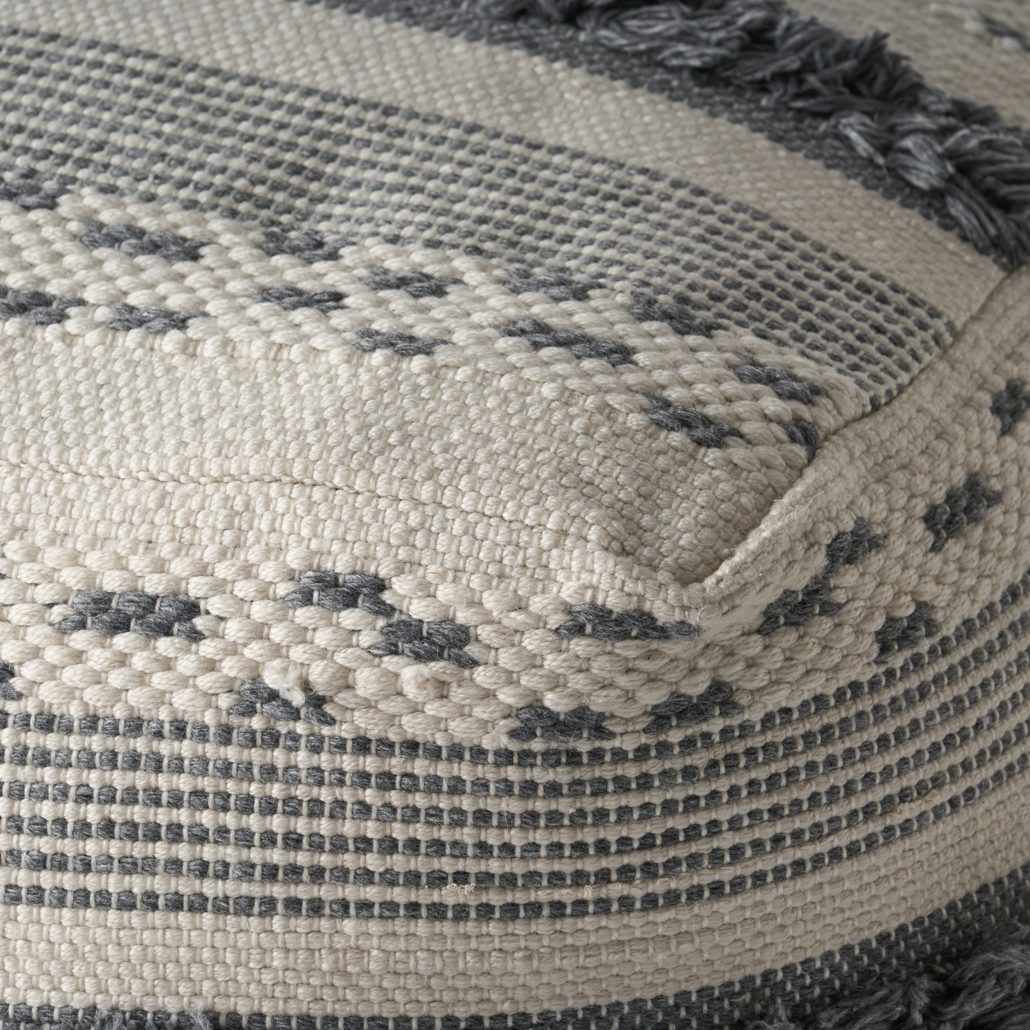 Evanora Contemporary Faux Yarn Pouf Ottoman - furnishings
